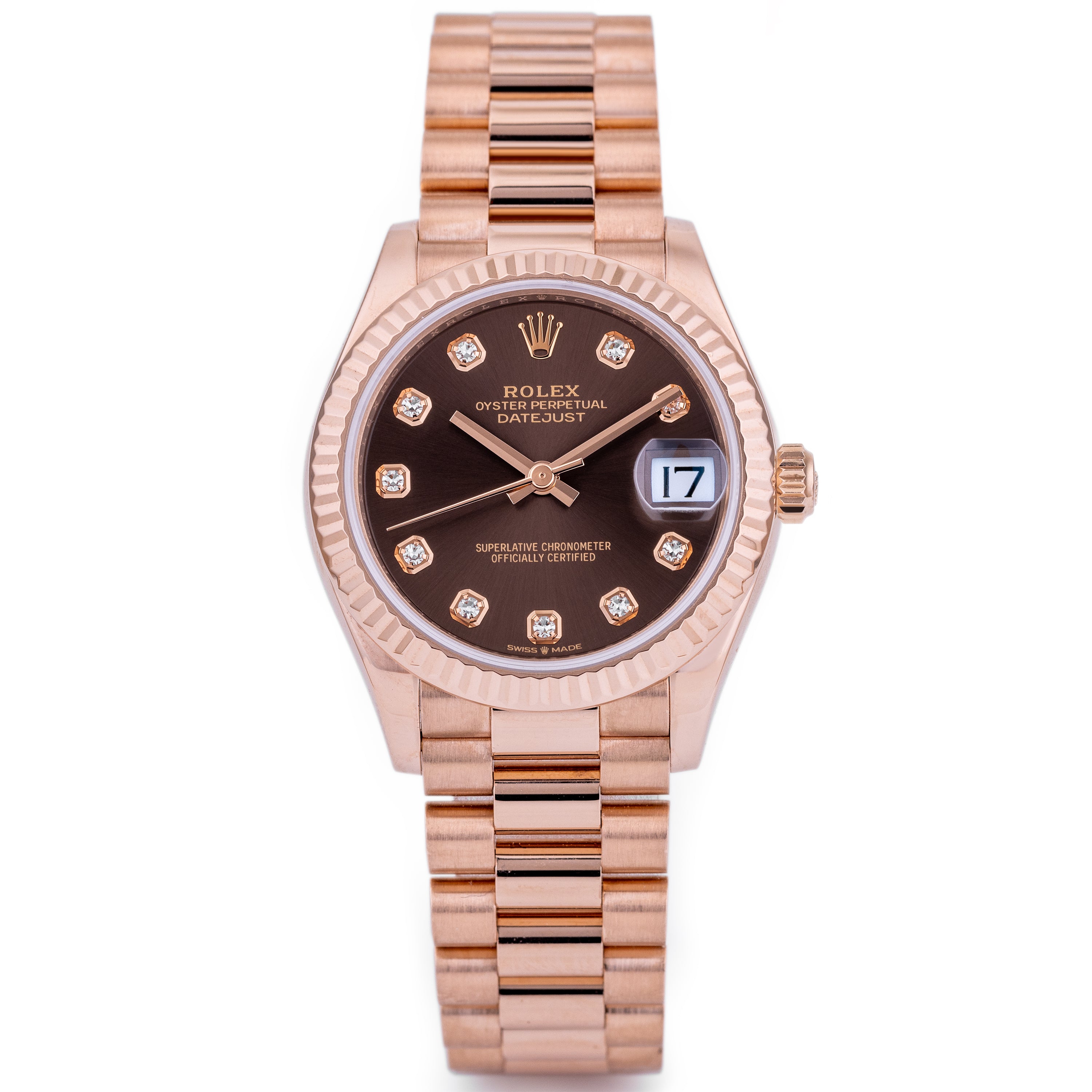 Rolex Midsize DateJust 31mm | REF. 278275 | Chocolate Diamond Dial | Box & Papers | 18k Rose Gold | 2021