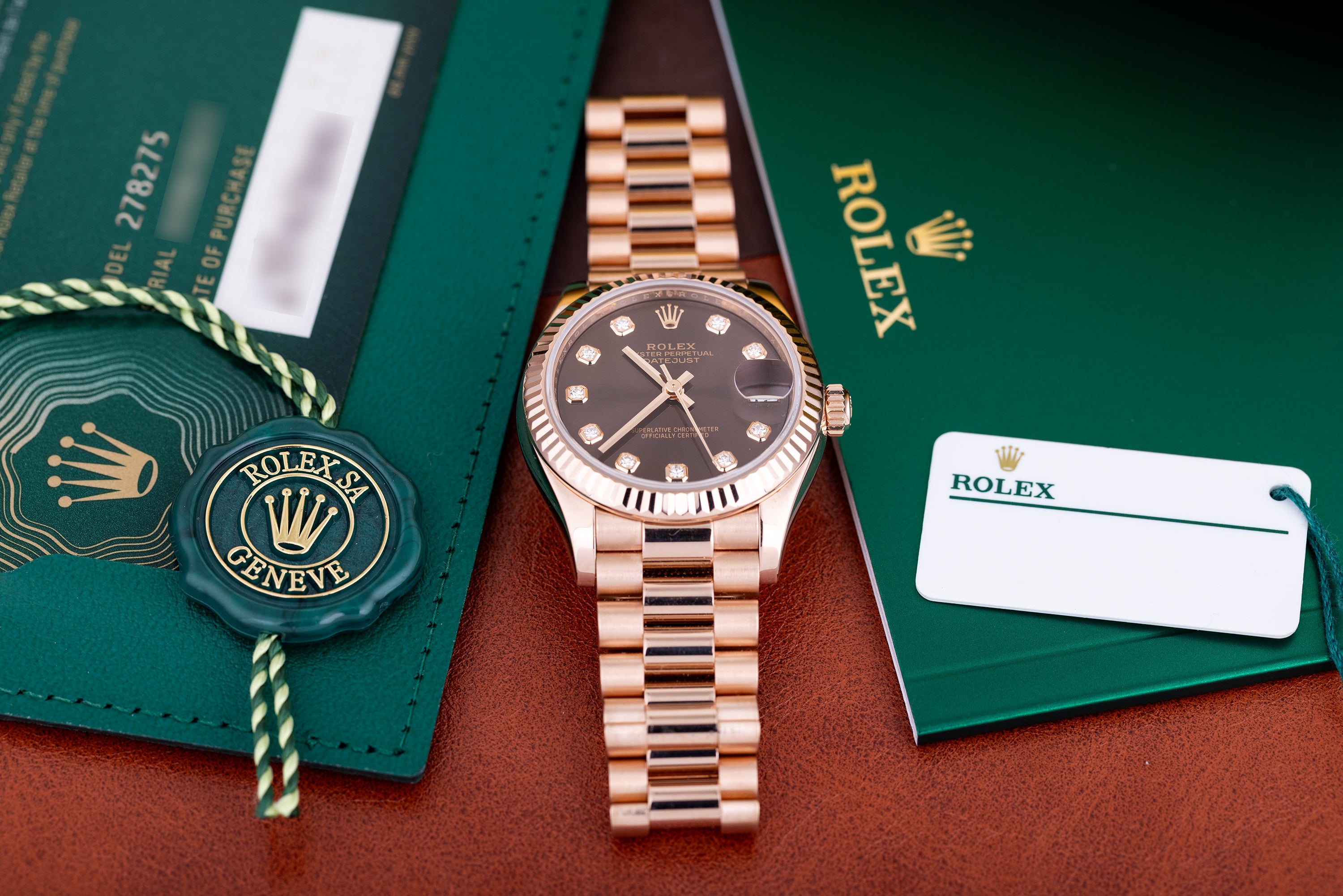Rolex Midsize DateJust 31mm | REF. 278275 | Chocolate Diamond Dial | Box & Papers | 18k Rose Gold | 2021