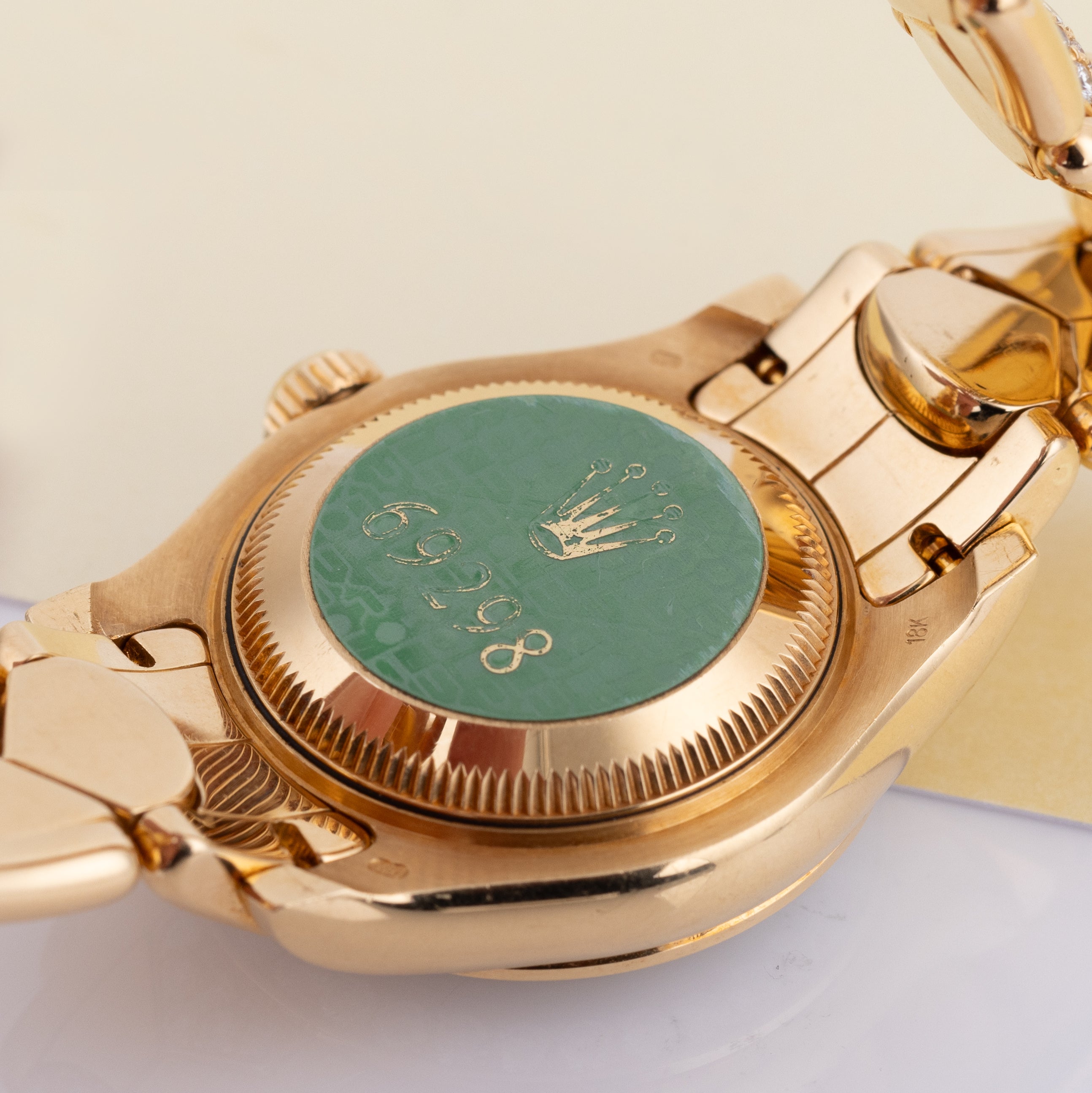 Rare Rolex Lady DateJust Pearlmaster | REF. 69298 | White Mother of Pearl Diamond Dial | Diamond Bezel & Bracelet | 18k Yellow Gold | 1995