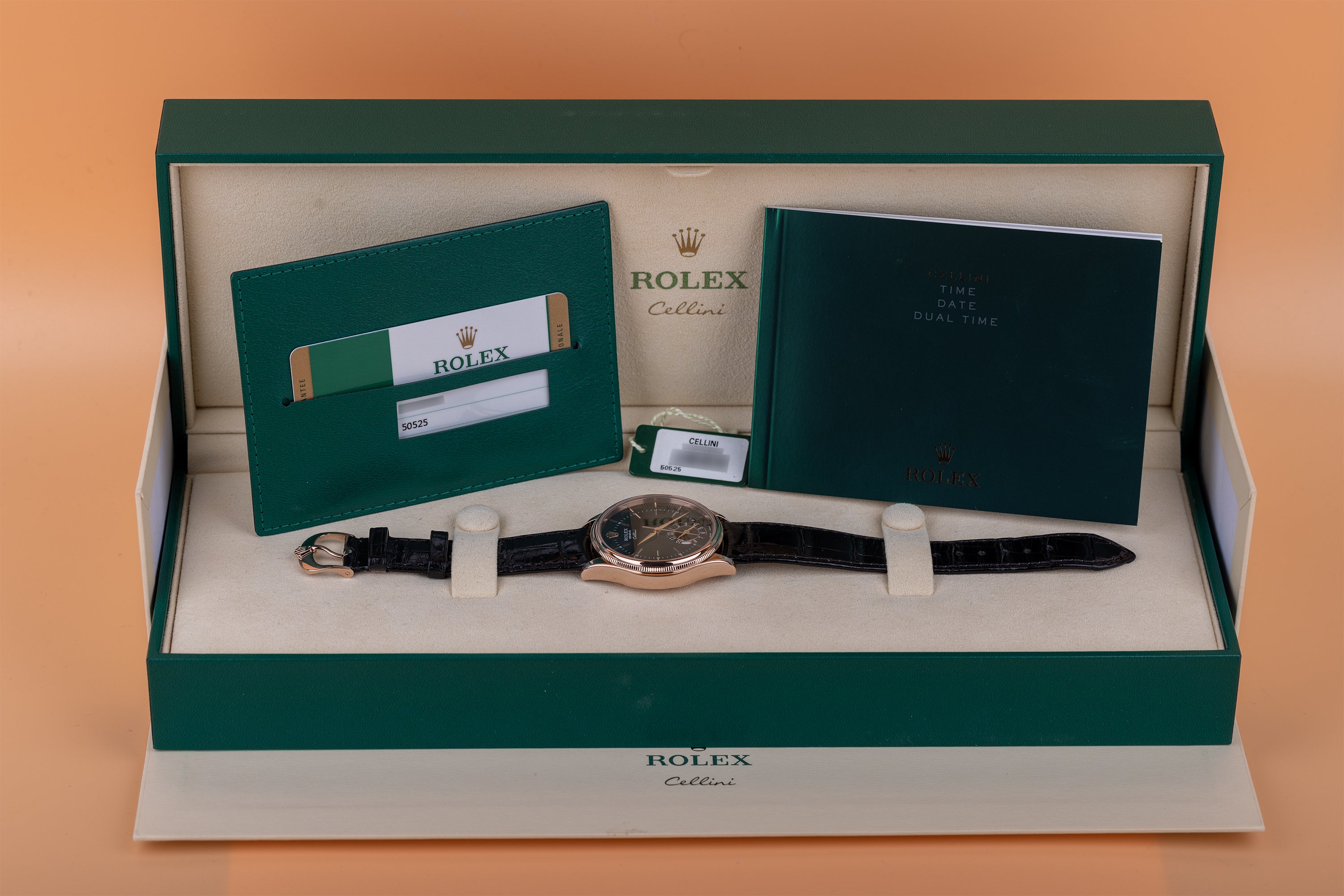 Rolex Cellini Dual Time | REF. 50525 | 18k Rose Gold | Box & Papers | 2016