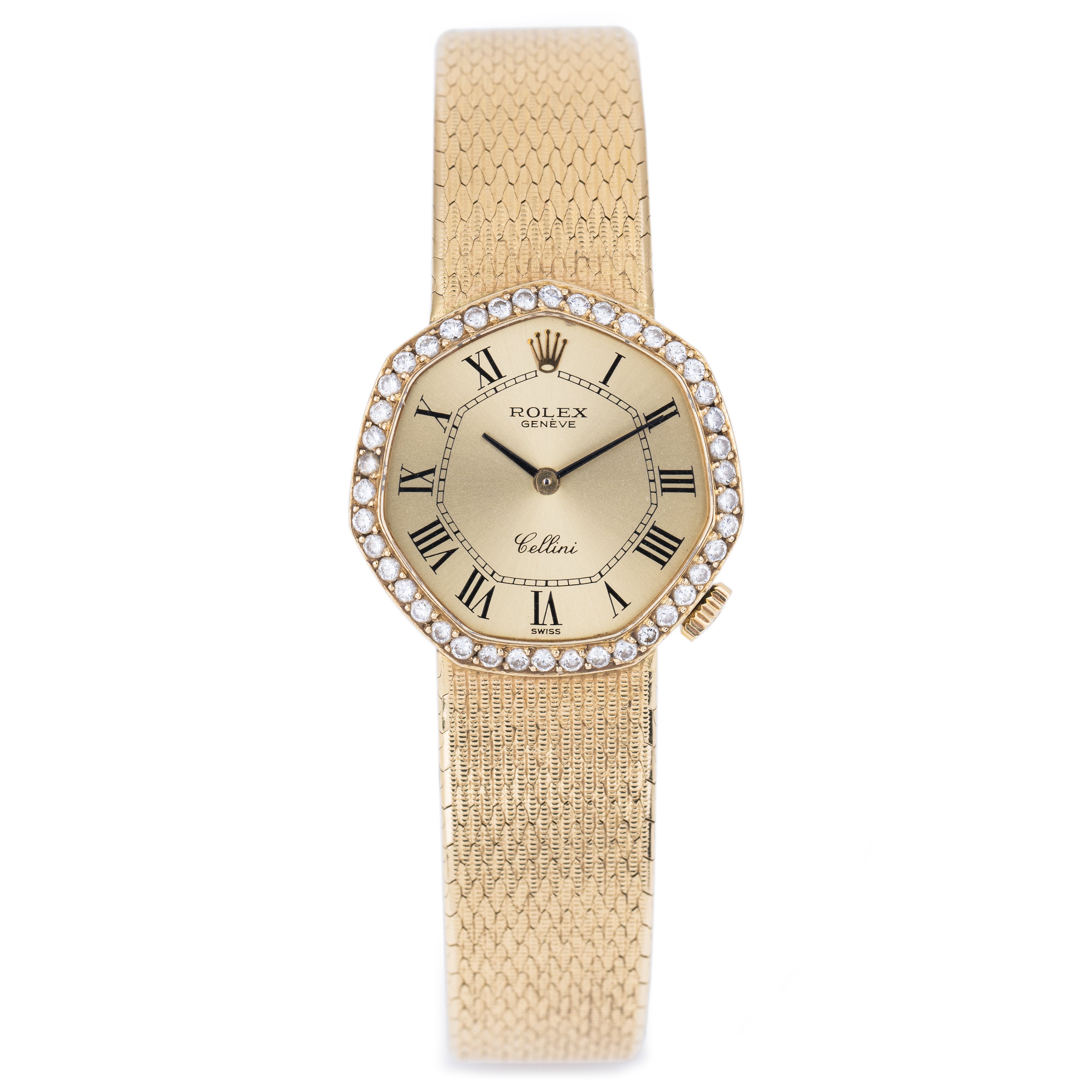 Ultra Rare Heptagon-Shaped Rolex Ladies Cellini | REF. 4637 | Diamond Bezel | 25mm | 18k Yellow Gold | Manual Wind | 1981