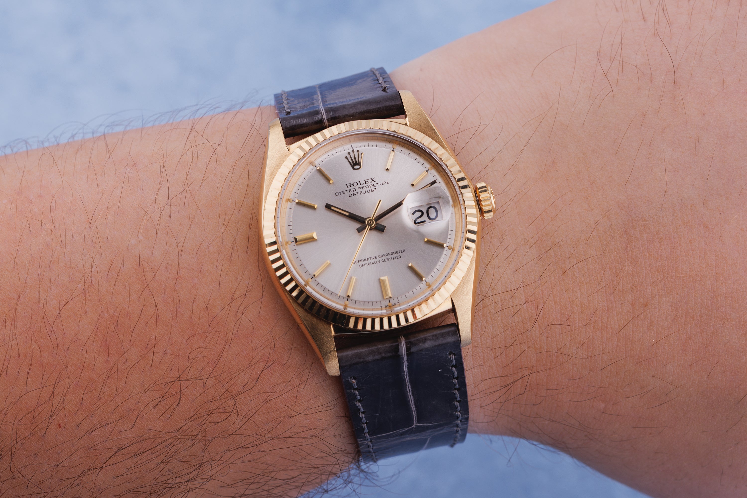 Rolex DateJust | REF. 1601/8 | Silver Dial | 36mm | 18k Yellow Gold | 1968 | Service Papers, 2023
