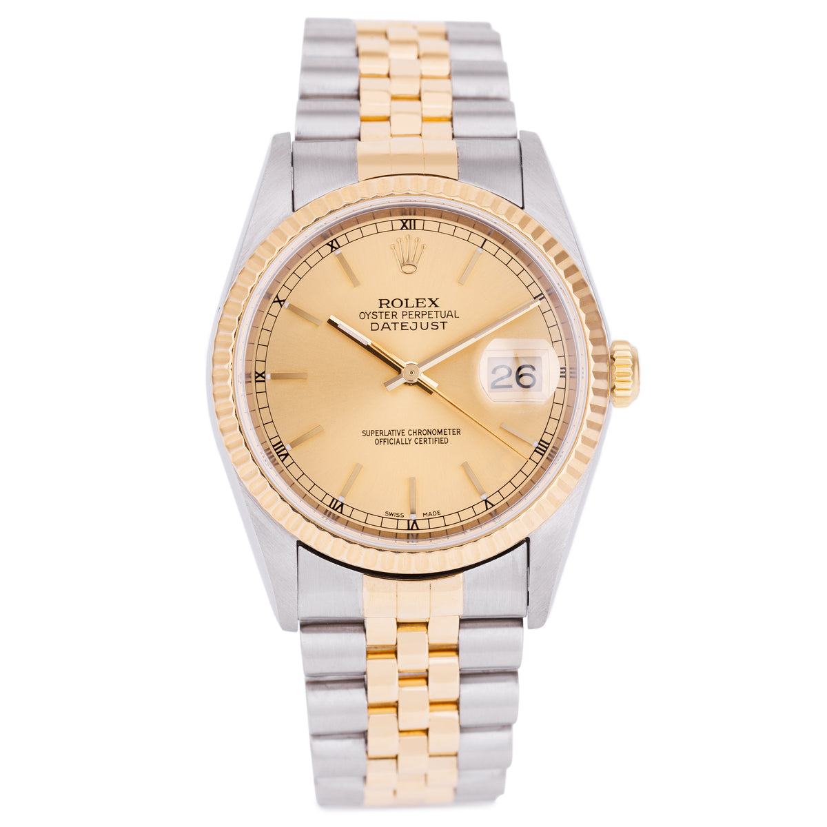 Rolex DateJust | REF. 16233 | Gold Dial | 36mm | Stainless Steel & 18k Yellow Gold | 2001