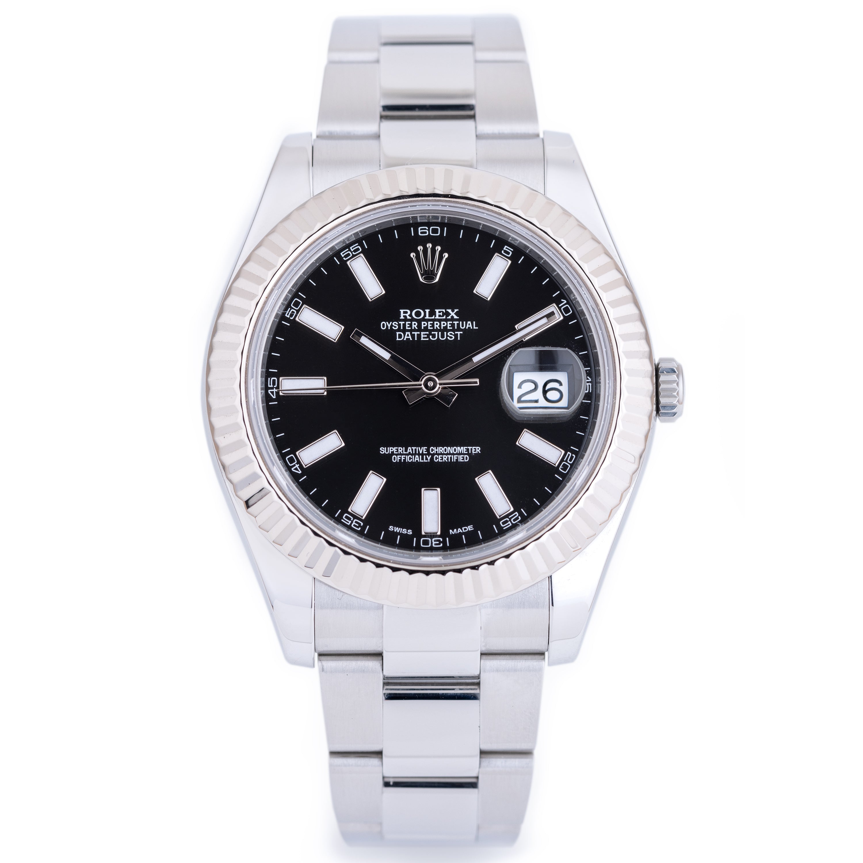 Rolex DateJust 41mm | REF. 116334 | Black Dial | Box & Papers | 2015 | Stainless Steel & 18k White Gold Bezel