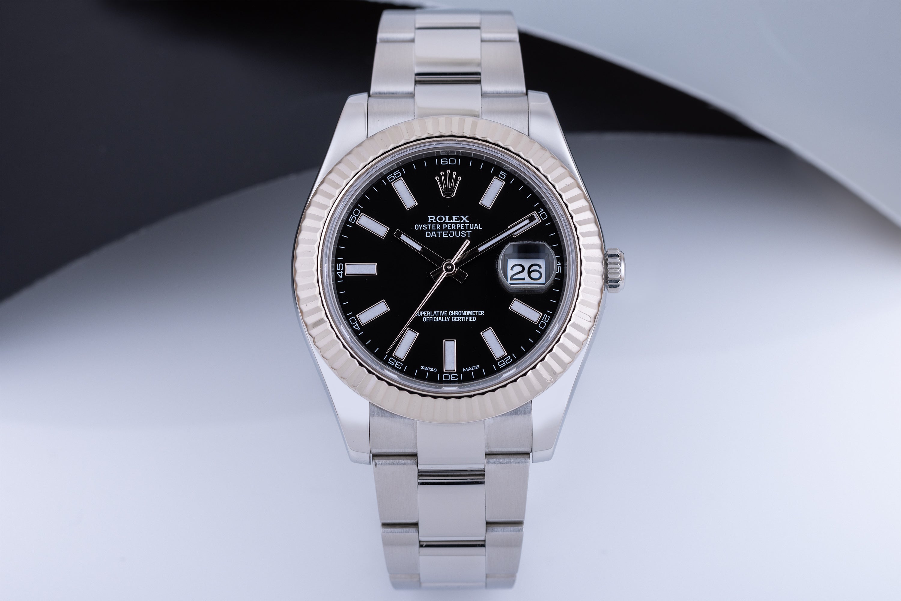 Rolex DateJust 41mm | REF. 116334 | Black Dial | Box & Papers | 2015 | Stainless Steel & 18k White Gold Bezel