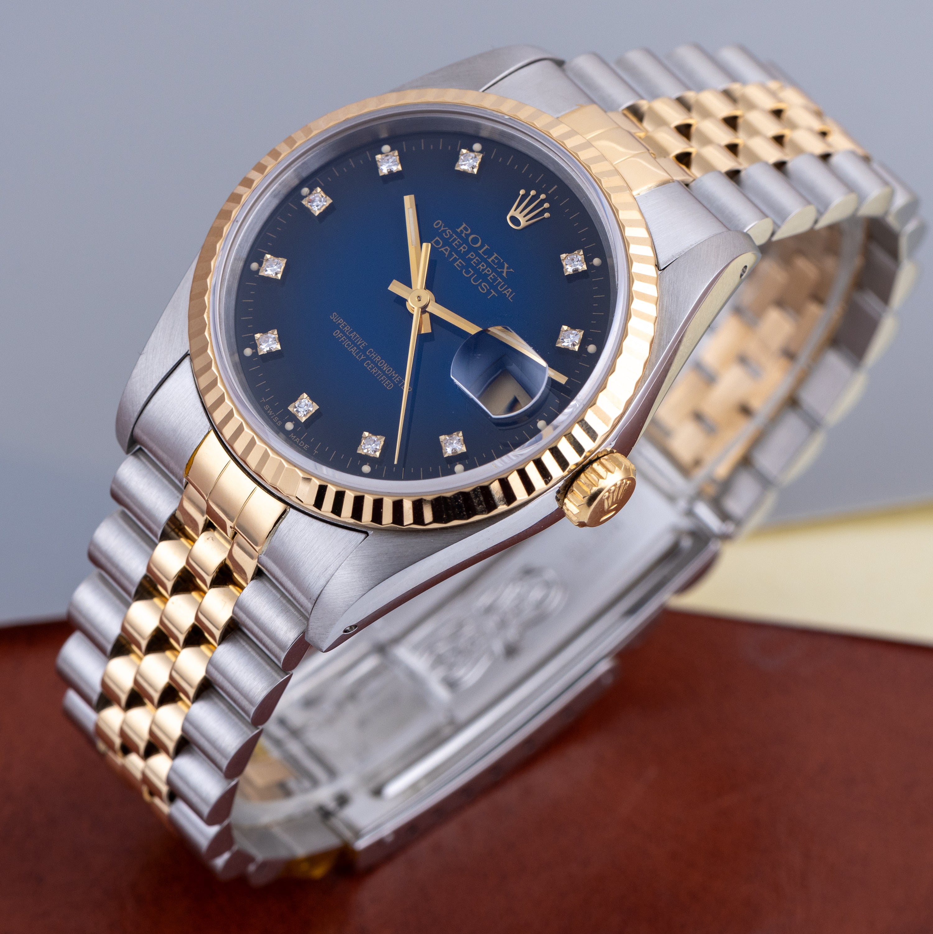 Rolex DateJust 36mm | REF. 16233 | Blue Dégradé Diamond Dial | Stainless Steel & 18k Yellow Gold | 1988