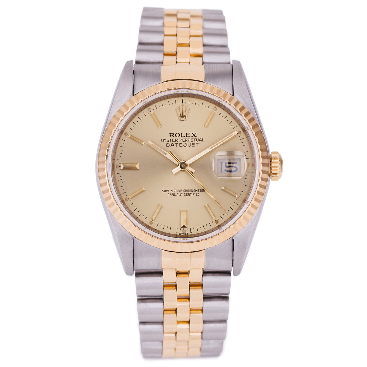 Rolex DateJust | REF. 16233 | Gold Dial | 36mm | Stainless Steel & 18k Yellow Gold | 1990