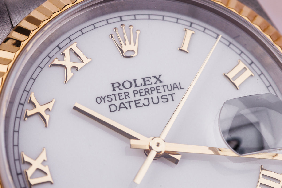 Rolex DateJust 36mm | REF. 16233 | White Roman Numeral Dial | Stainless Steel & 18k Yellow Gold | Box & Papers | 2003
