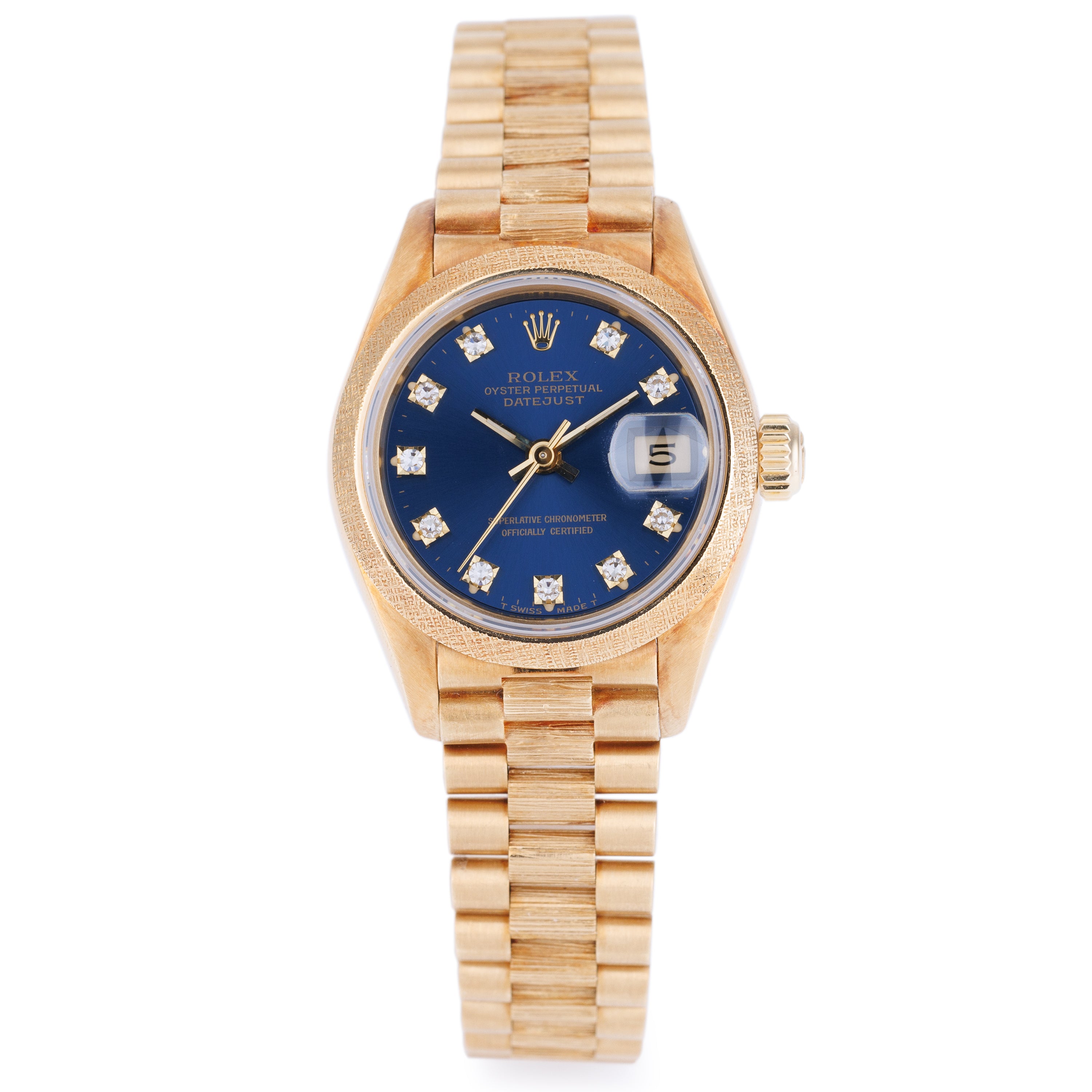 Rolex Lady DateJust 26mm | REF. 69018 | Morellis / Florentine Finish | Blue Diamond Dial | Box & Papers + Rolex Service Papers | 1994