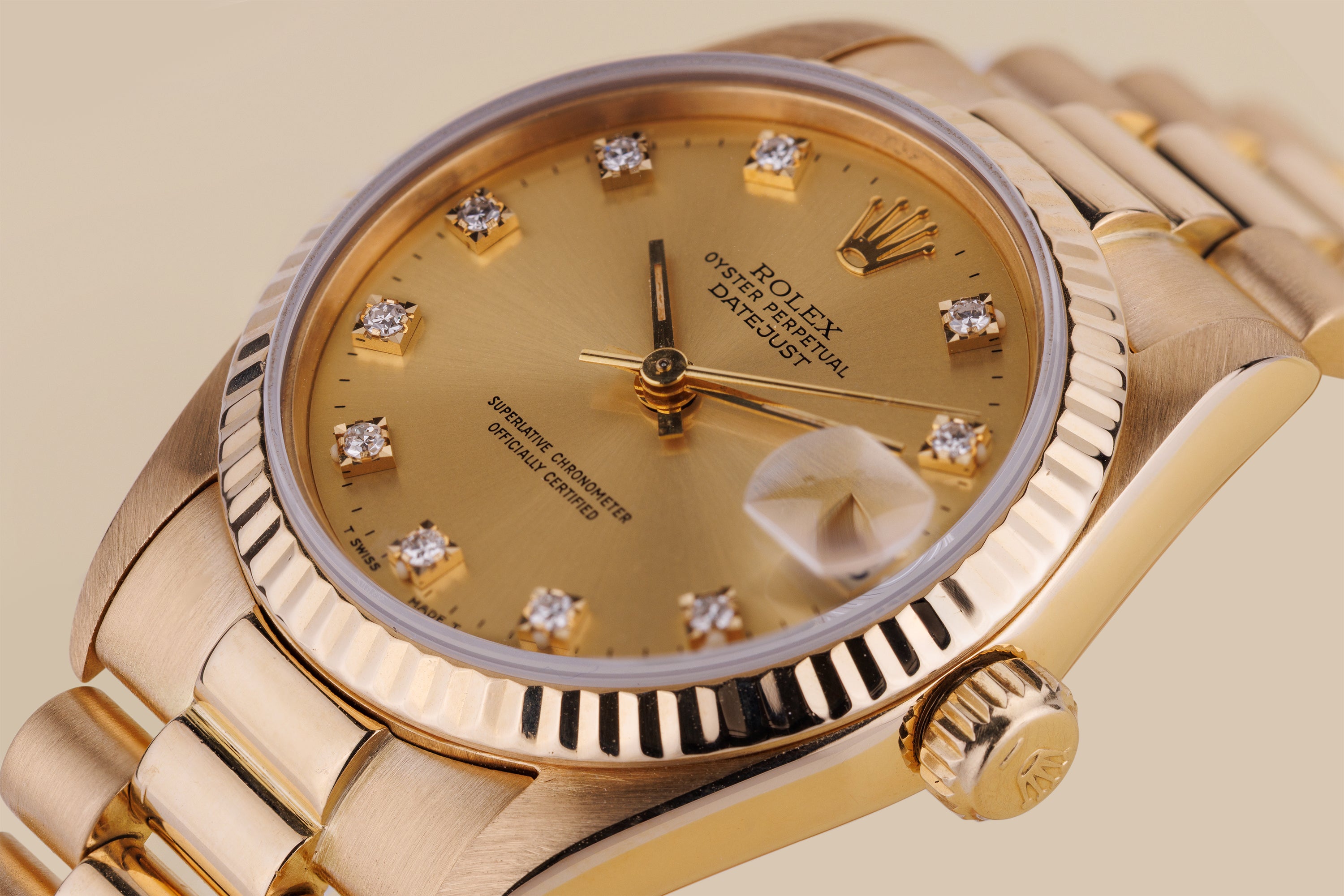 Rolex DateJust 31 | REF. 68278 | Gold Diamond Dial | 18k Yellow Gold | 1988
