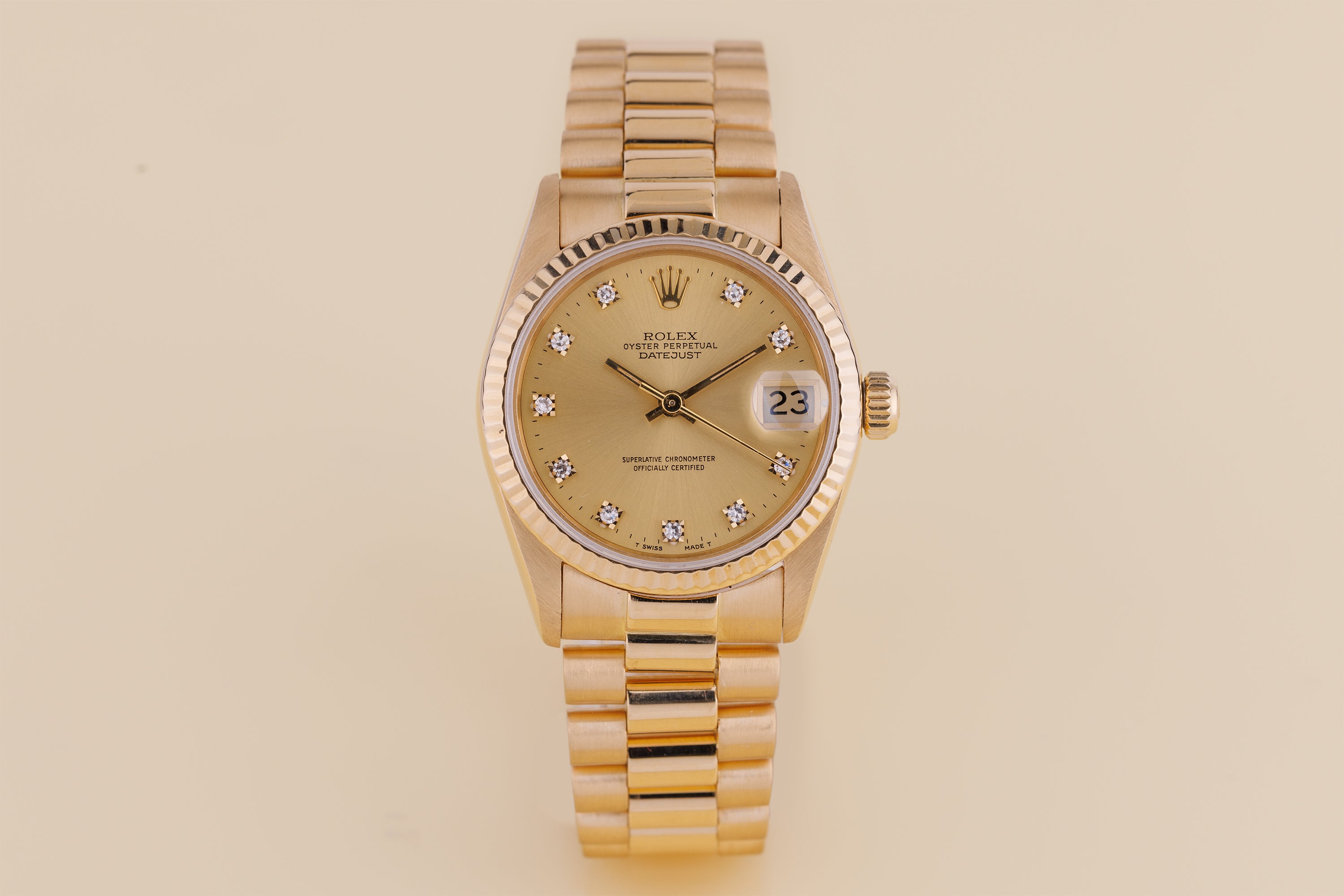 Rolex DateJust 31 | REF. 68278 | Gold Diamond Dial | 18k Yellow Gold | 1988