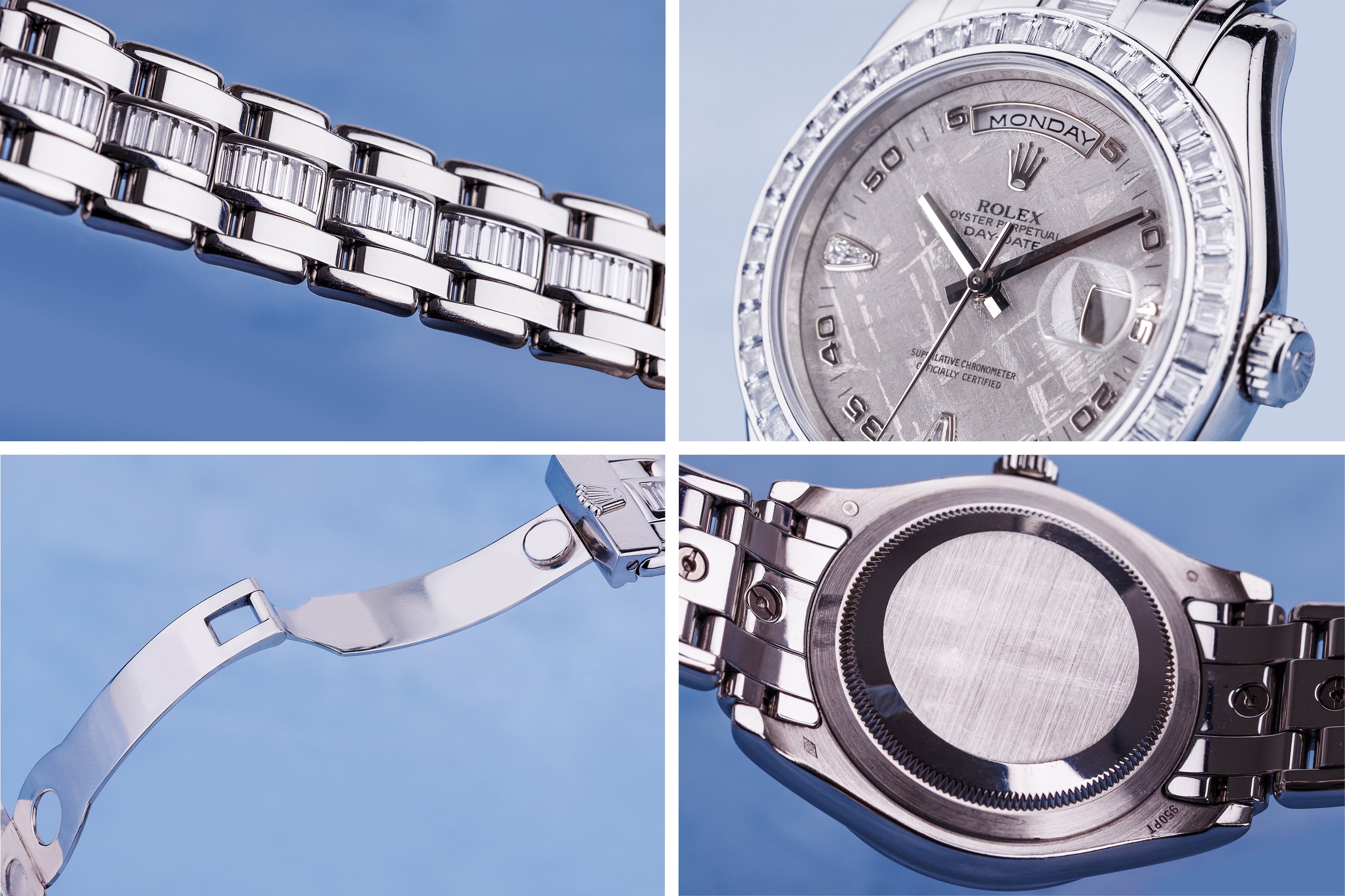Rolex Day-Date Masterpiece 39mm | REF. 18956BR | Platinum | Meteorite Dial | Baguette-Cut Diamond Bezel & Bracelet | Box & Papers | 2007