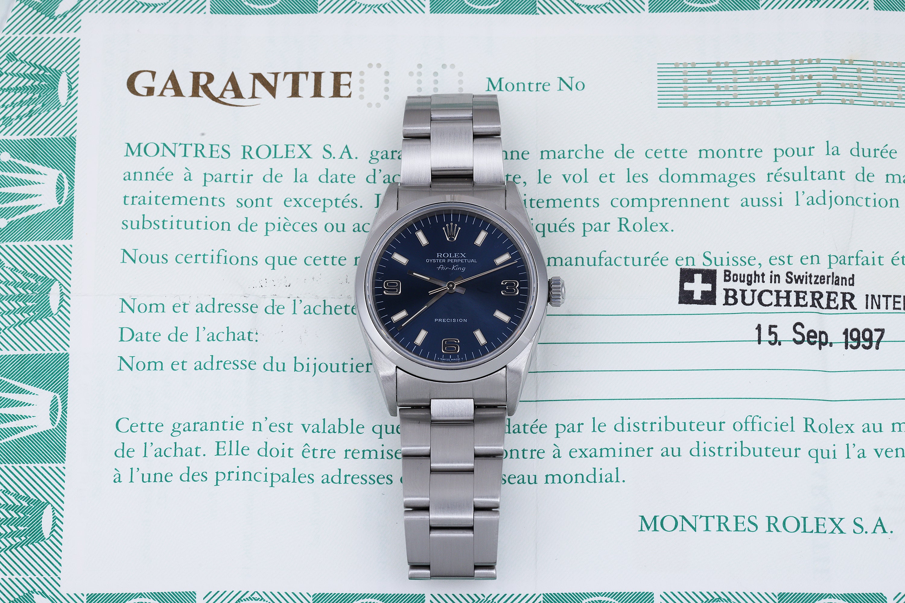 Rolex Air-King | REF. 14000 | Blue Dial | 34mm | Stainless Steel | Box & Papers | 1997