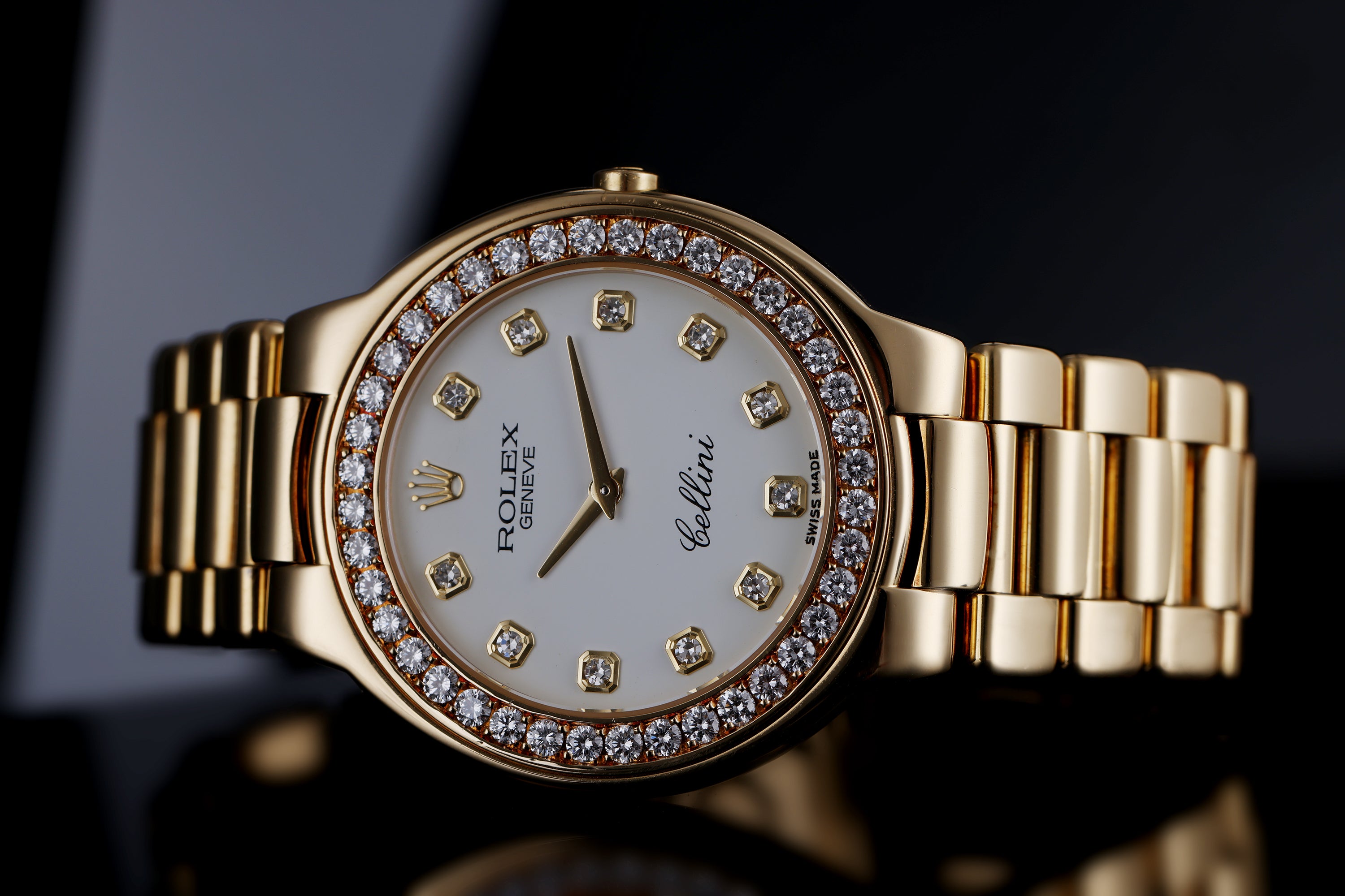 Rolex Cellini | REF. 6663 | White Diamond Dial | 36.5mm | 18k Yellow Gold | 1991