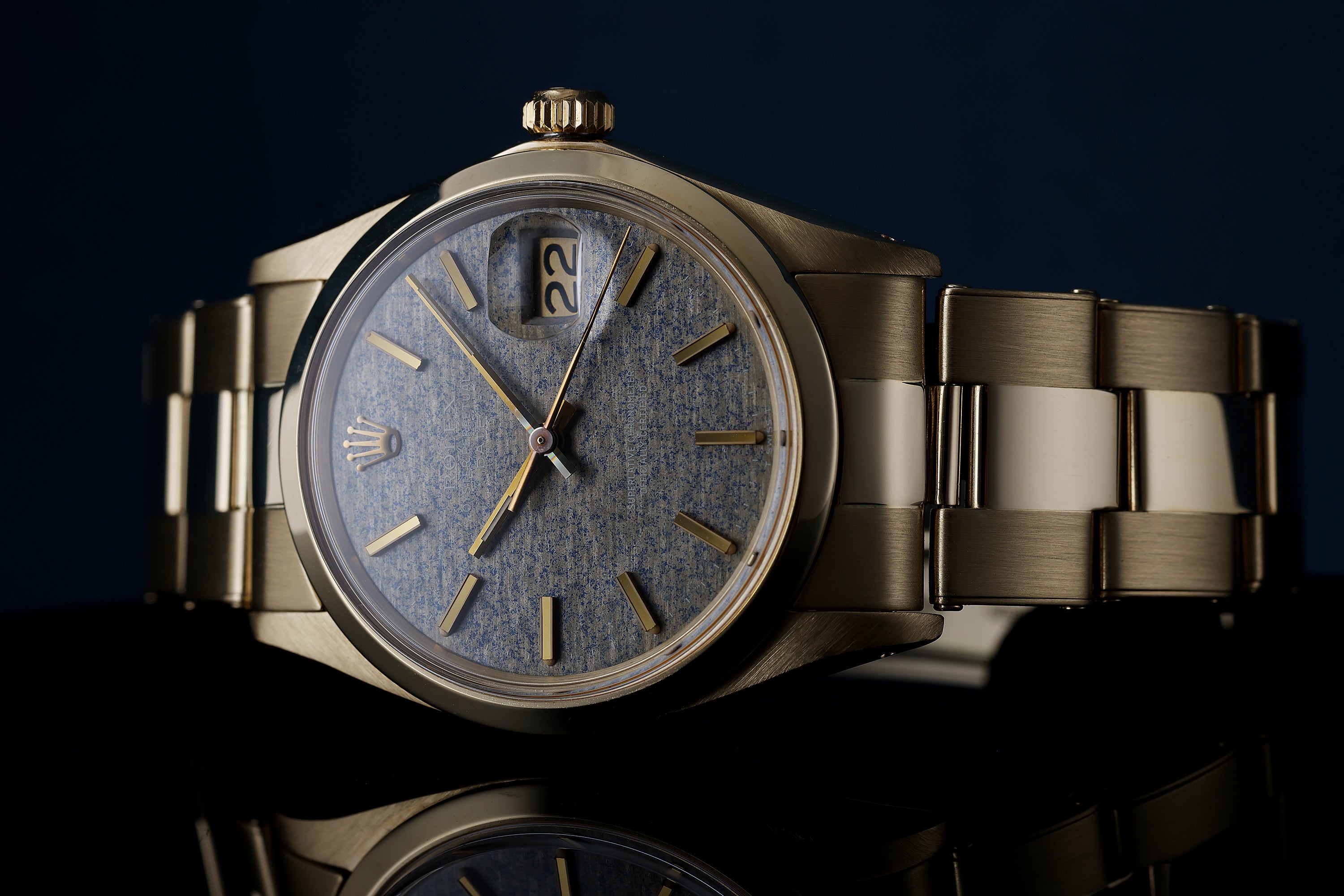 Rare Rolex Date 34 | REF. 1500 | Grey Mosaic Dial | 14k Yellow Gold | 1973