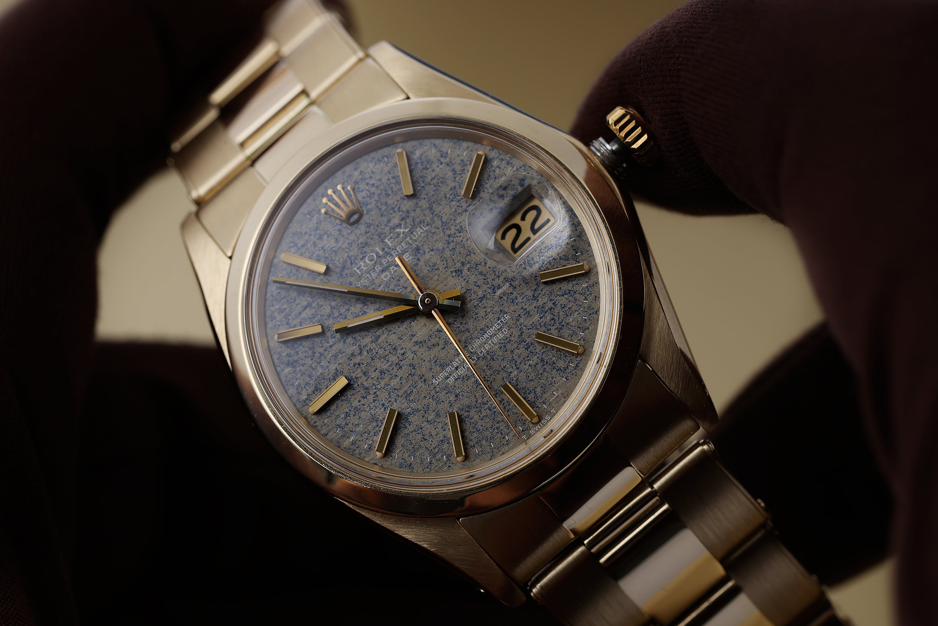 Rare Rolex Date 34 | REF. 1500 | Grey Mosaic Dial | 14k Yellow Gold | 1973