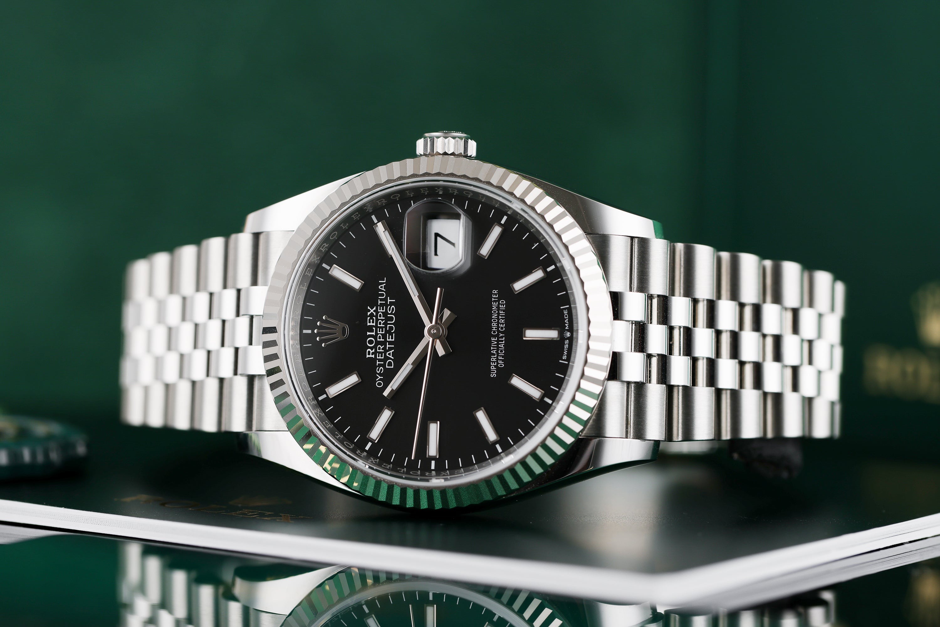 Unworn Rolex DateJust | REF. 126234 | Stainless Steel & 18k White Gold | Black Dial | Box & Papers | 2021