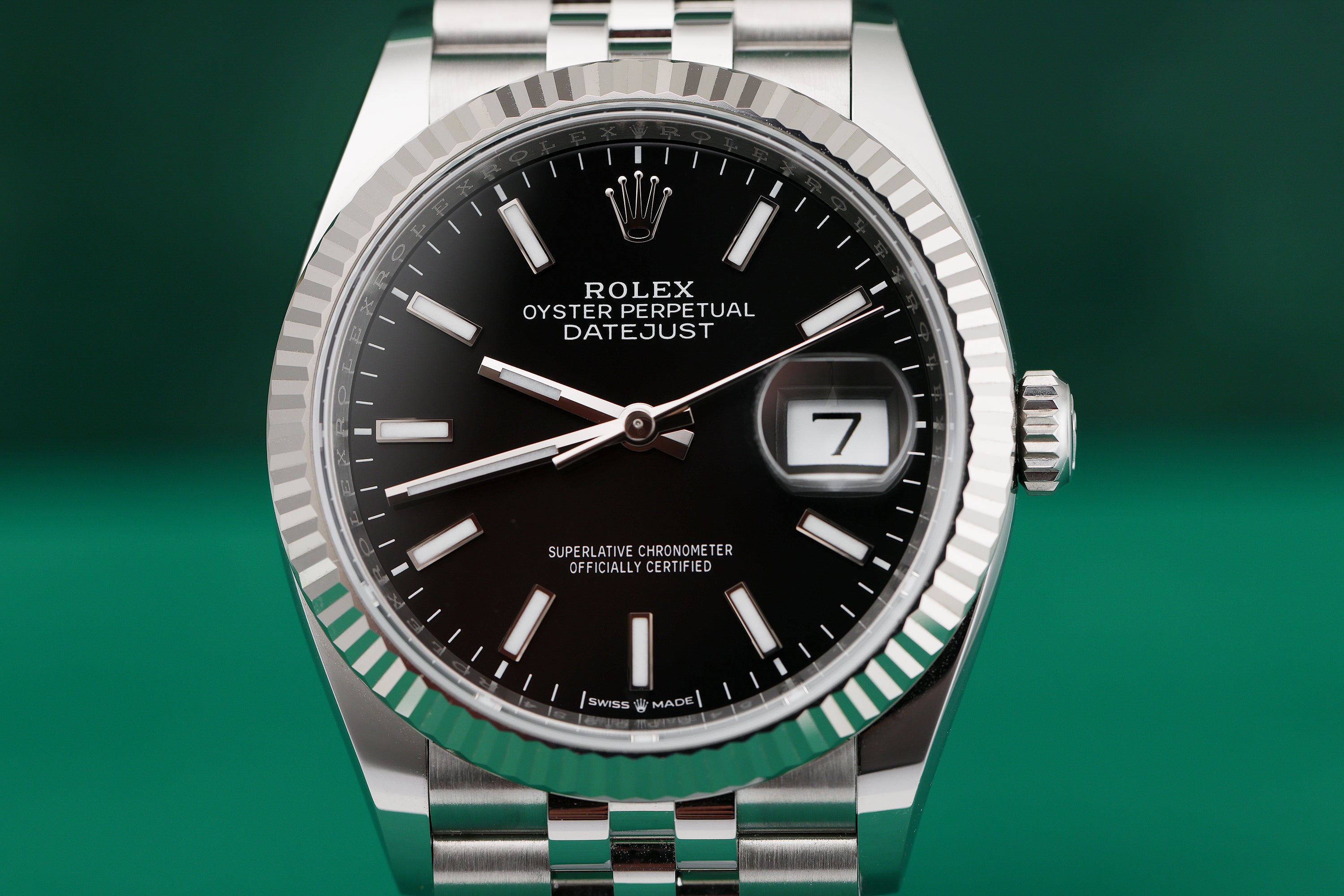 Unworn Rolex DateJust | REF. 126234 | Stainless Steel & 18k White Gold | Black Dial | Box & Papers | 2021