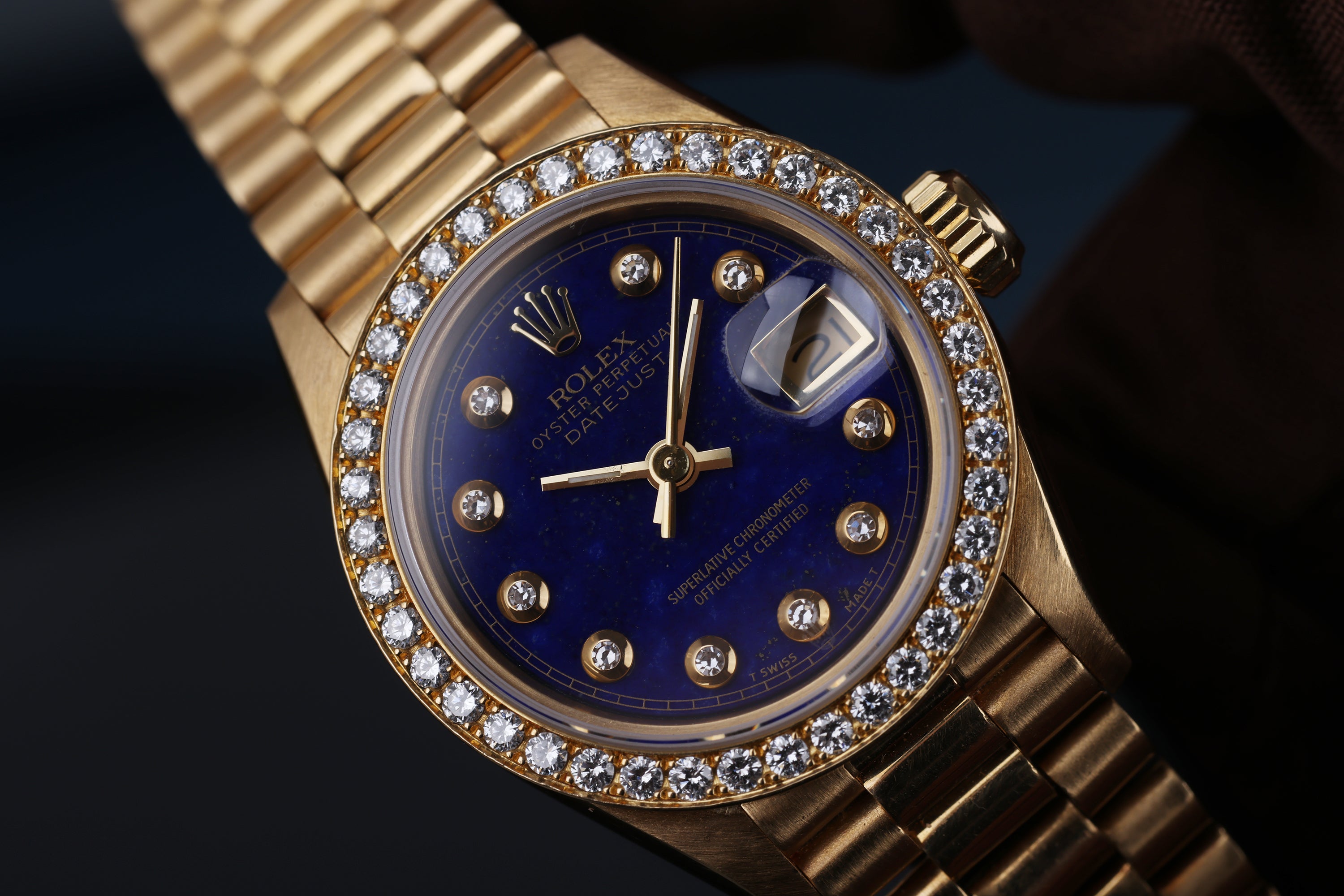 Rare Rolex Lady DateJust | REF. 69138 | Lapis Lazuli Diamond Dial | 26mm | 18k Yellow Gold | 1991