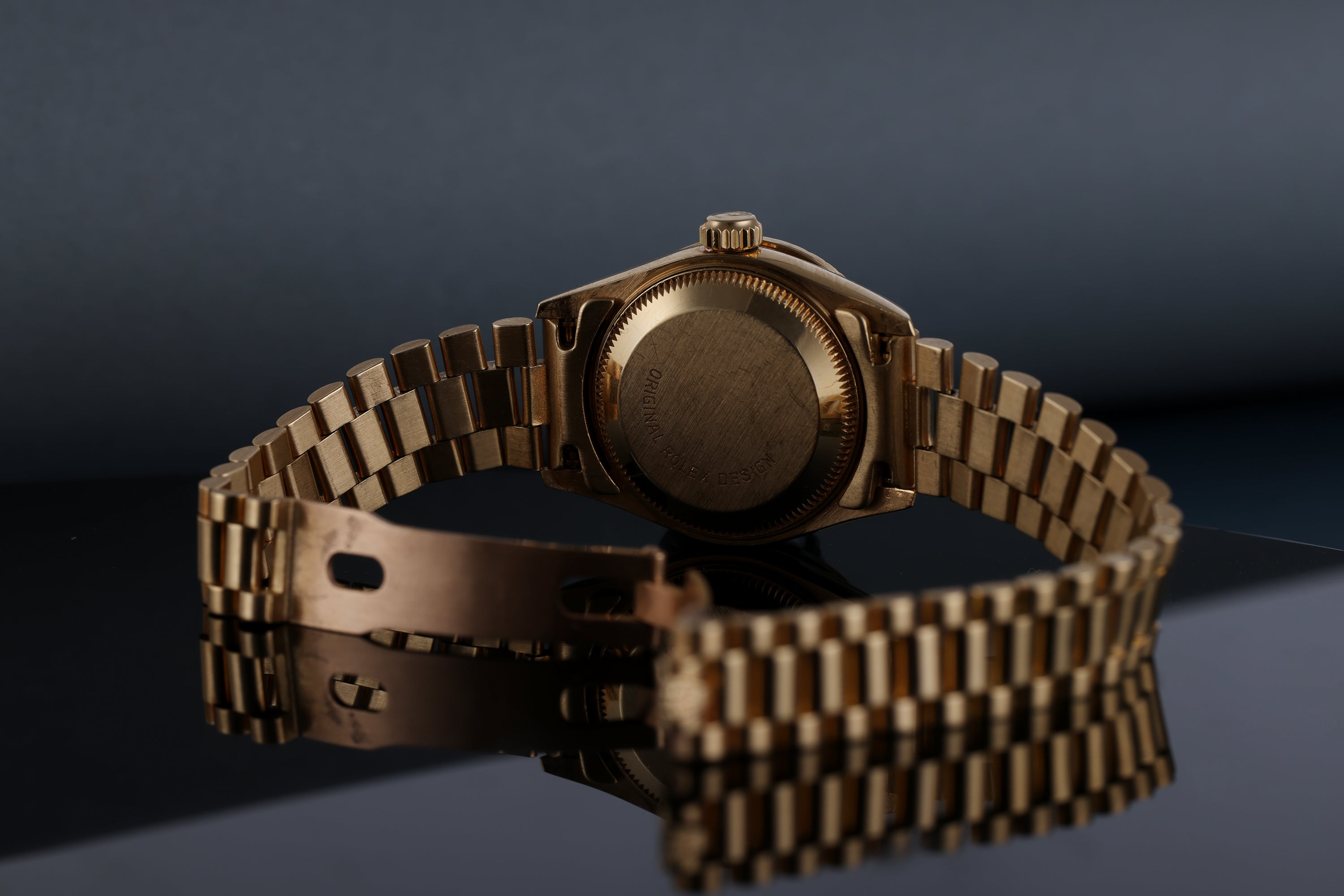 Factory Rolex Lady DateJust 69138 Lapis Lazuli Diamond 18K Yellow Gold