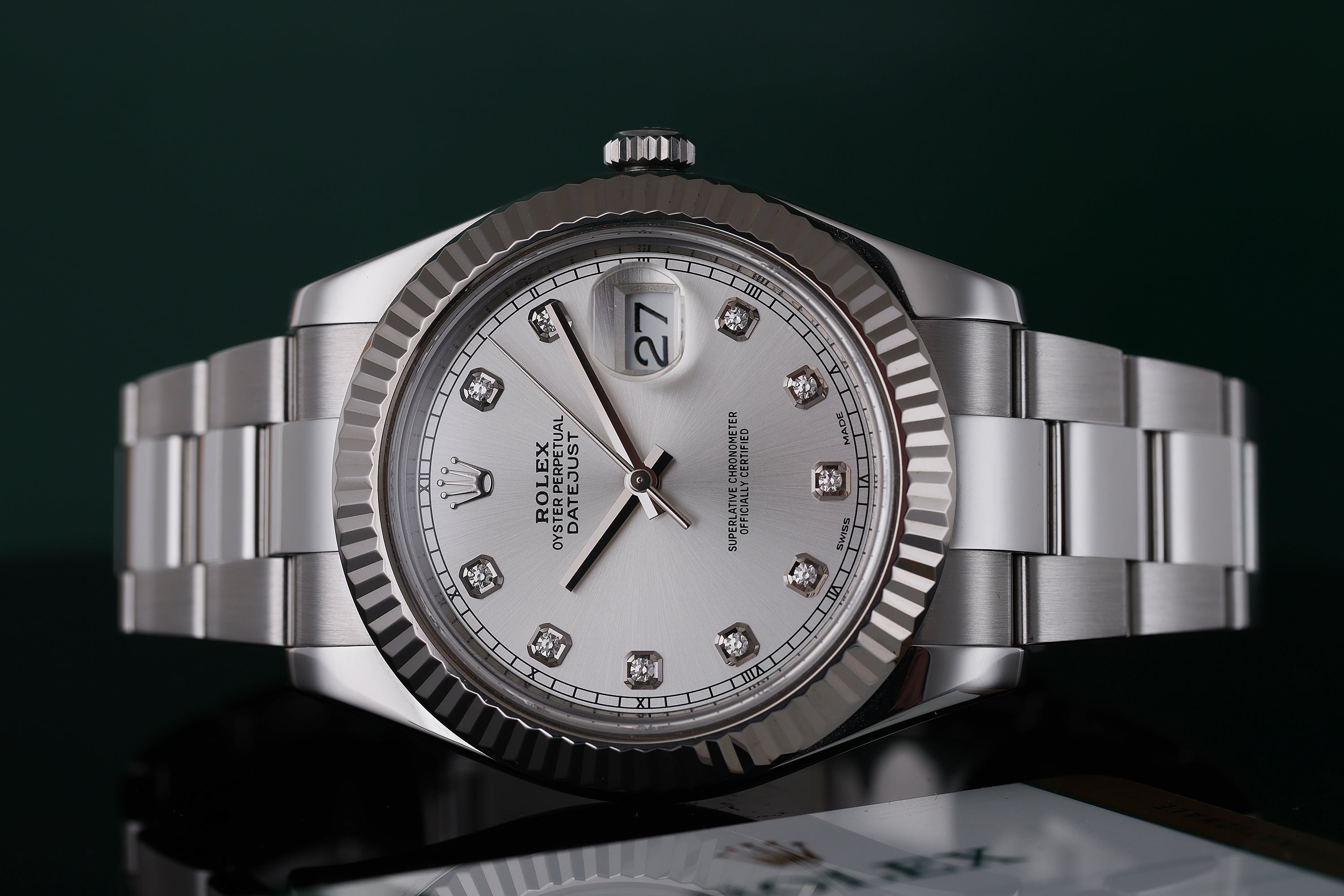 Rolex DateJust 41mm | REF. 116334 | Silver Diamond Dial | Stainless Steel & 18k White Gold Bezel | Box & Papers | 2018