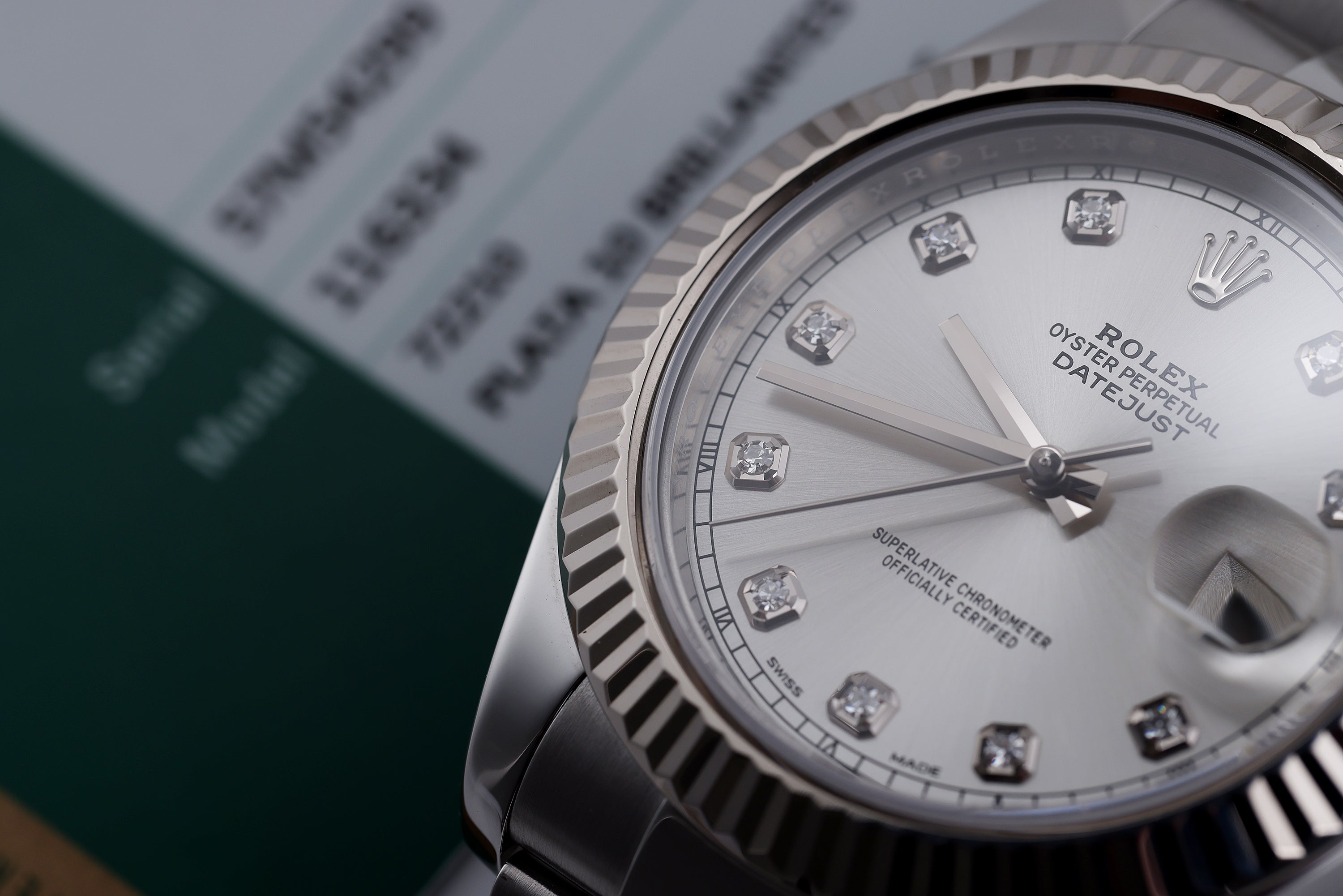 Rolex DateJust 41mm | REF. 116334 | Silver Diamond Dial | Stainless Steel & 18k White Gold Bezel | Box & Papers | 2018