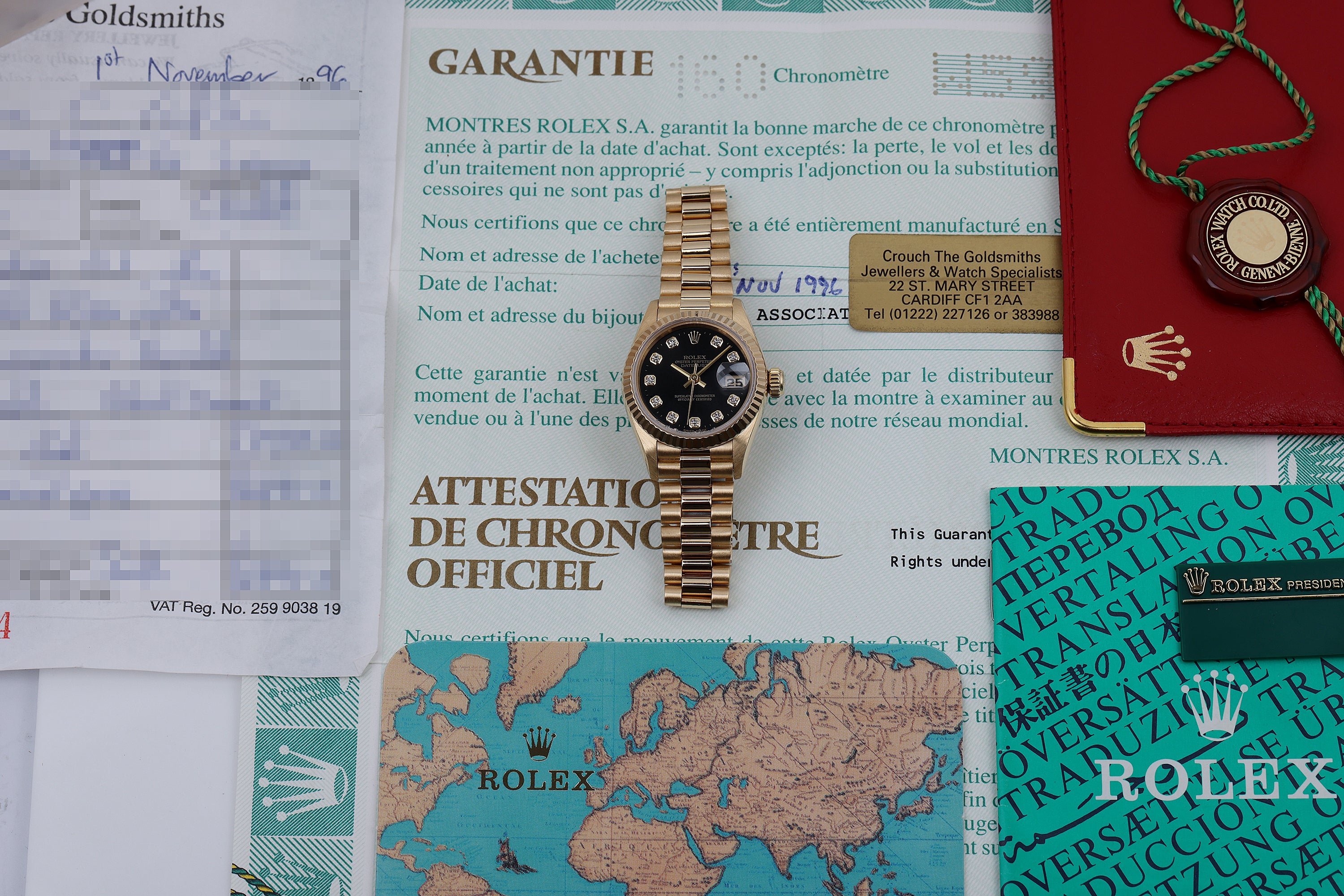 Rolex Lady DateJust | REF. 69178 | Black Diamond Dial | 26mm | 18k Yellow Gold | Box & Papers | 1996