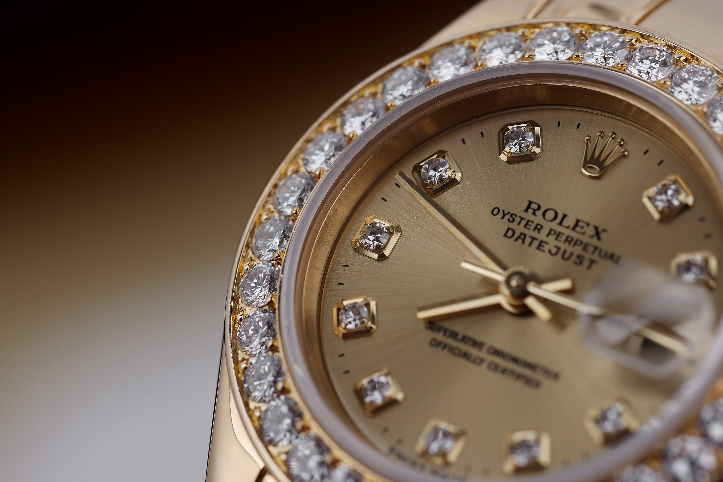 Rolex Pearlmaster | REF. 69298 | Gold Dial | Diamond Bezel & Dial | 18k Yellow Gold | 29mm | Box & Papers | 1997