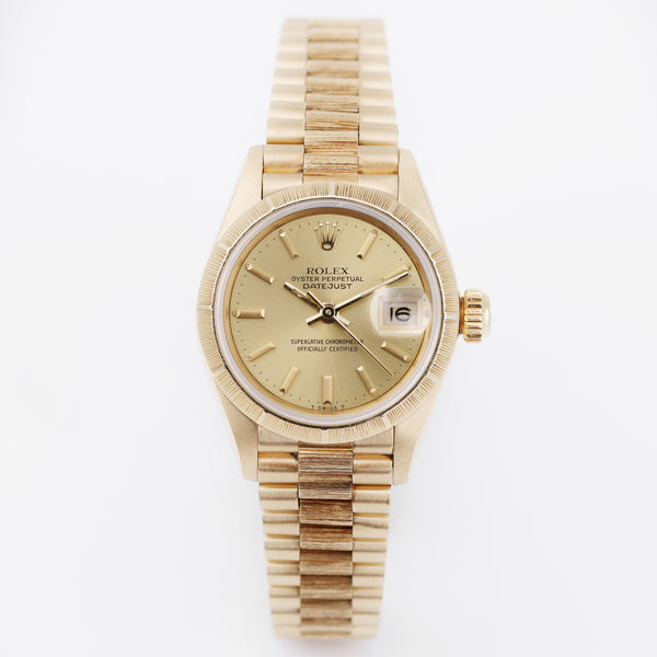 Rolex Lady DateJust | Bark Finish | REF. 69278 | Gold Dial | 18k Yellow Gold | 1989