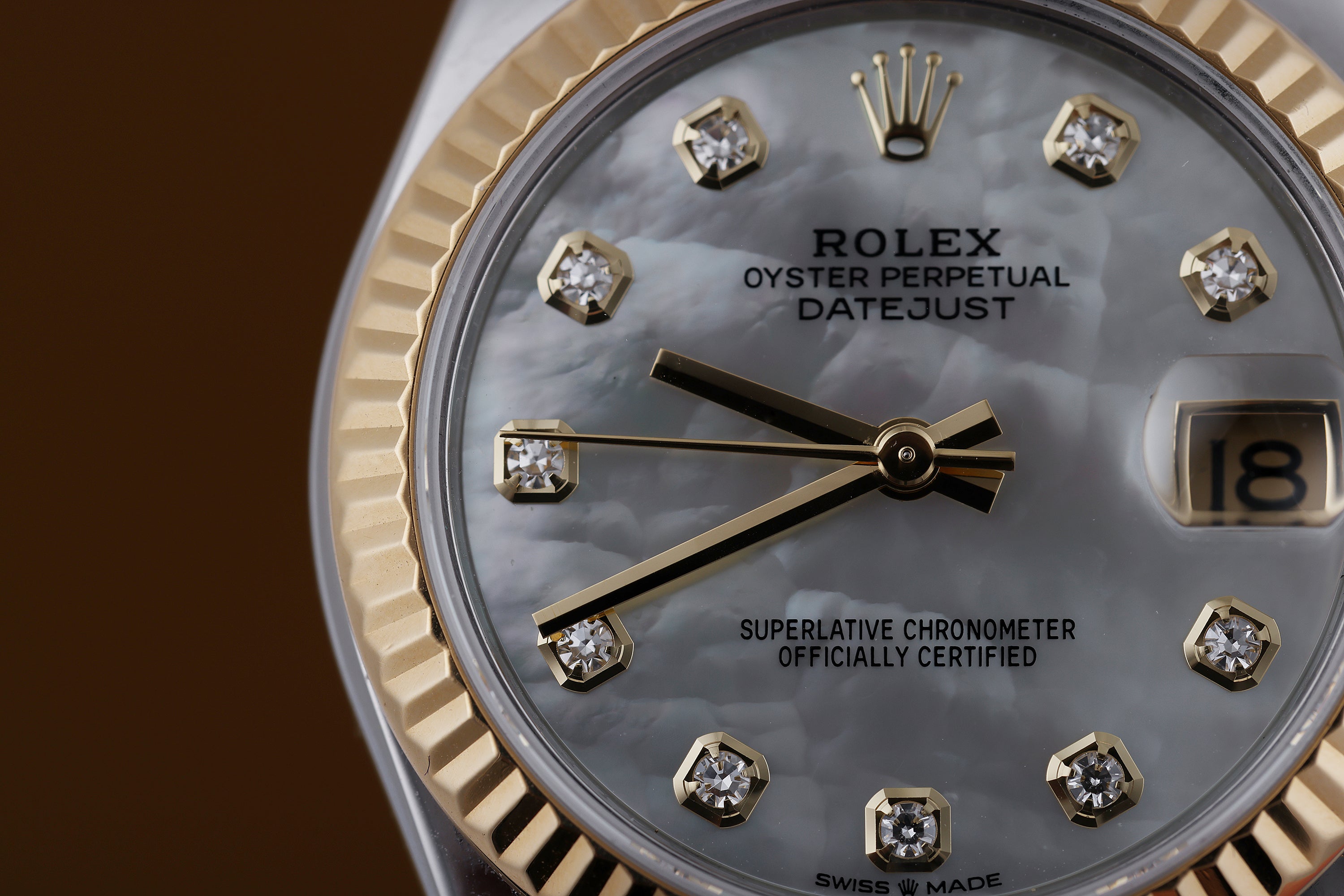 Rolex Midsize DateJust | REF. 178273 | Mother of Pearl Diamond Dial | 31mm | Stainless Steel & 18k Yellow Gold | Box & Papers | 2016