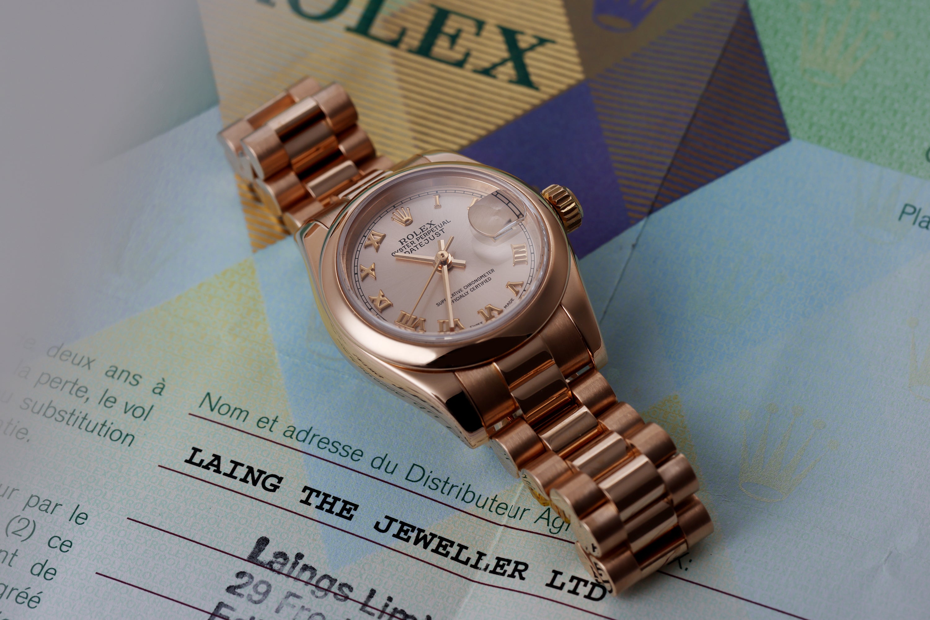 Rolex Lady DateJust | REF. 179165 | Rose Champagne Dial | 18k Rose Gold | Box & Papers | 2003