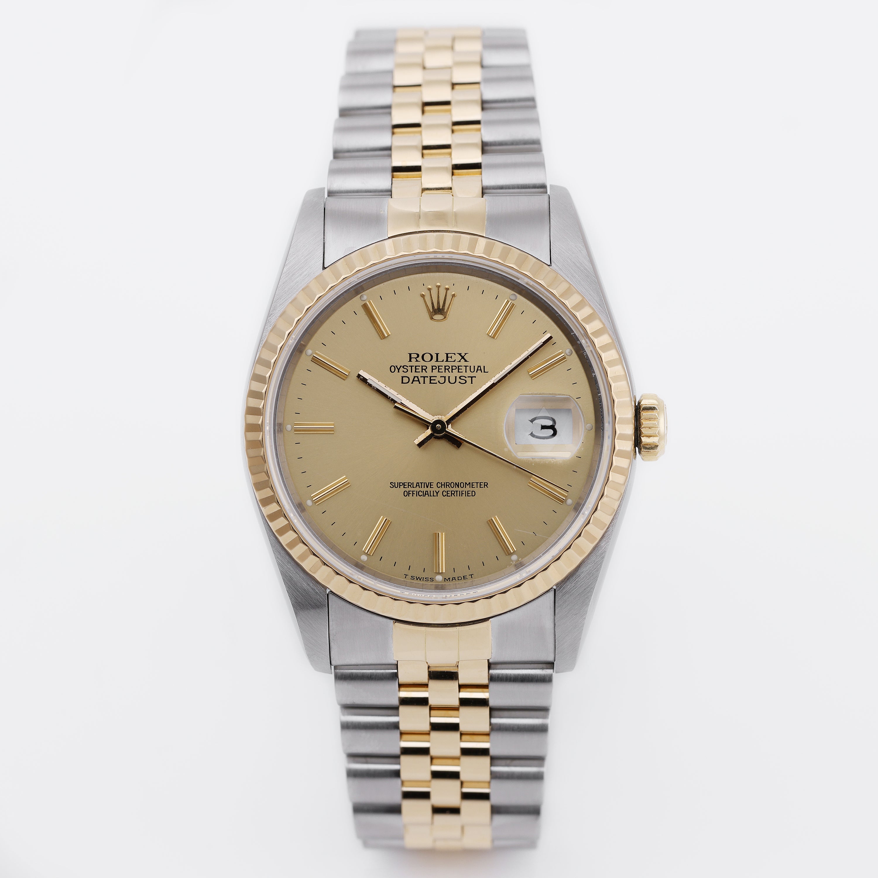 Rolex DateJust 36mm | REF. 16233 | Gold Dial | Stainless Steel & 18k Yellow Gold | 1988