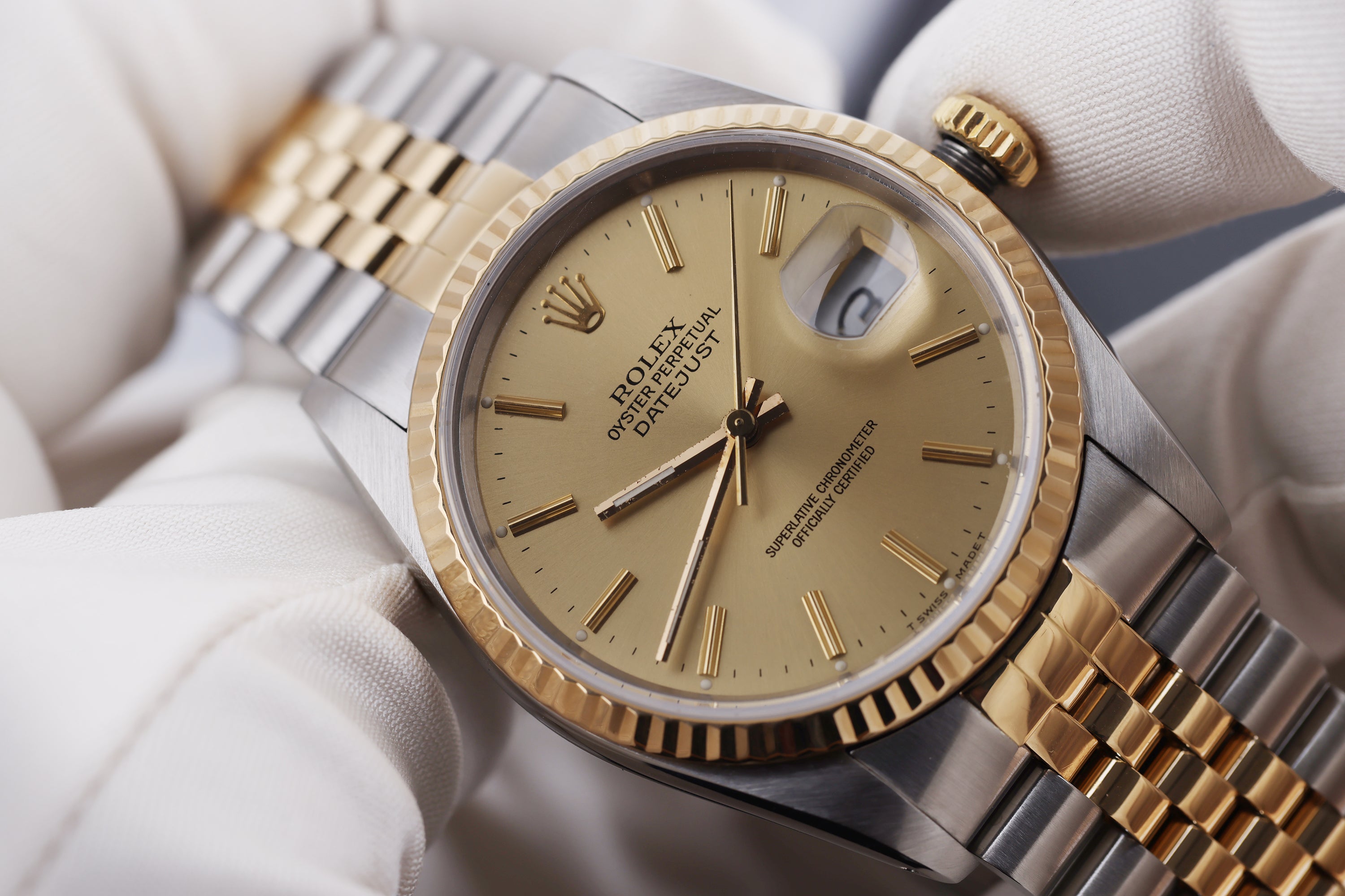 Rolex DateJust 36mm | REF. 16233 | Gold Dial | Stainless Steel & 18k Yellow Gold | 1988