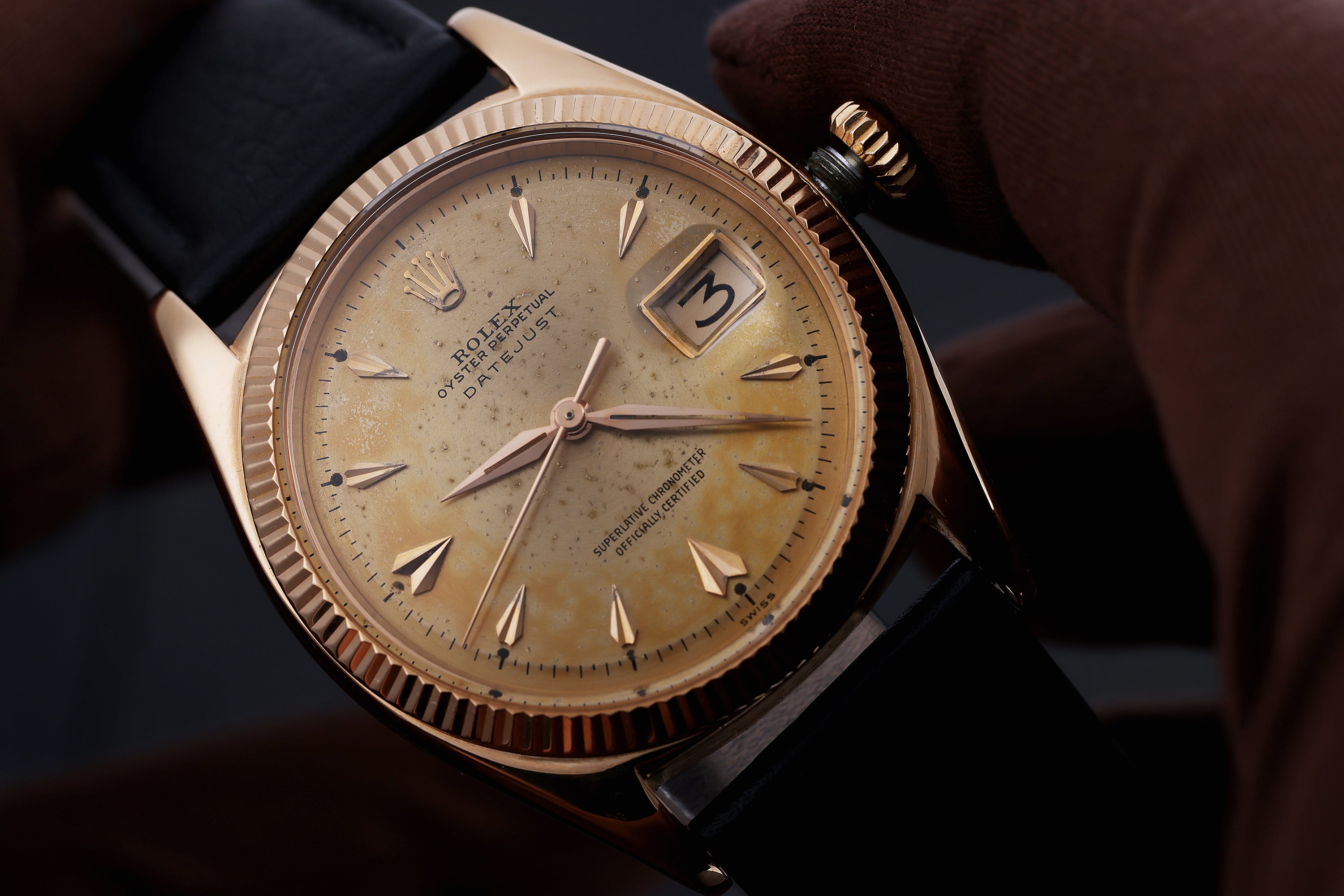 Rolex DateJust | REF. 6605 | Gold Dial | 36mm | 18k Rose Gold | 1959