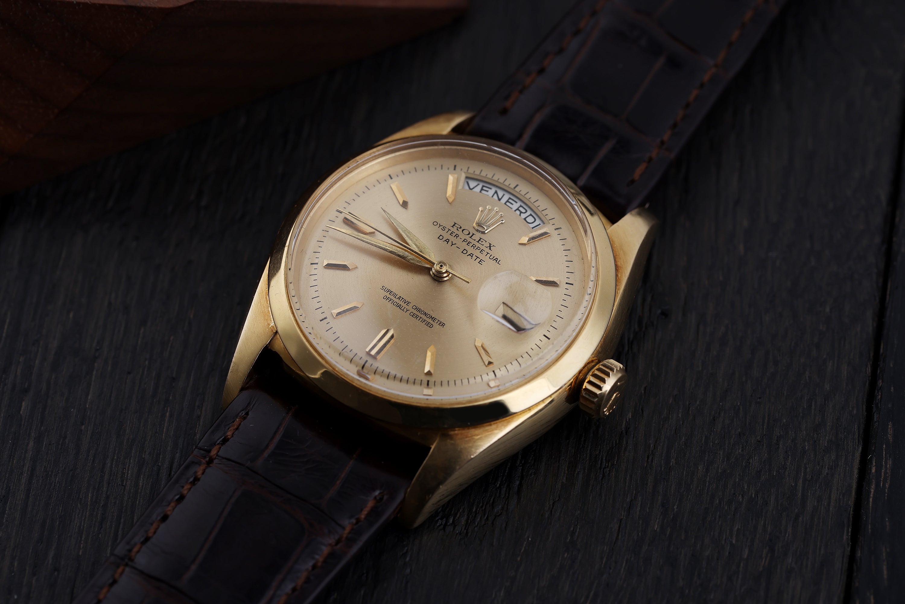 Rare Rolex Day-Date | REF. 6612 | Champagne Dial 'Leaf-Hands' | Red Date Disc | 18k Yellow Gold | 1957