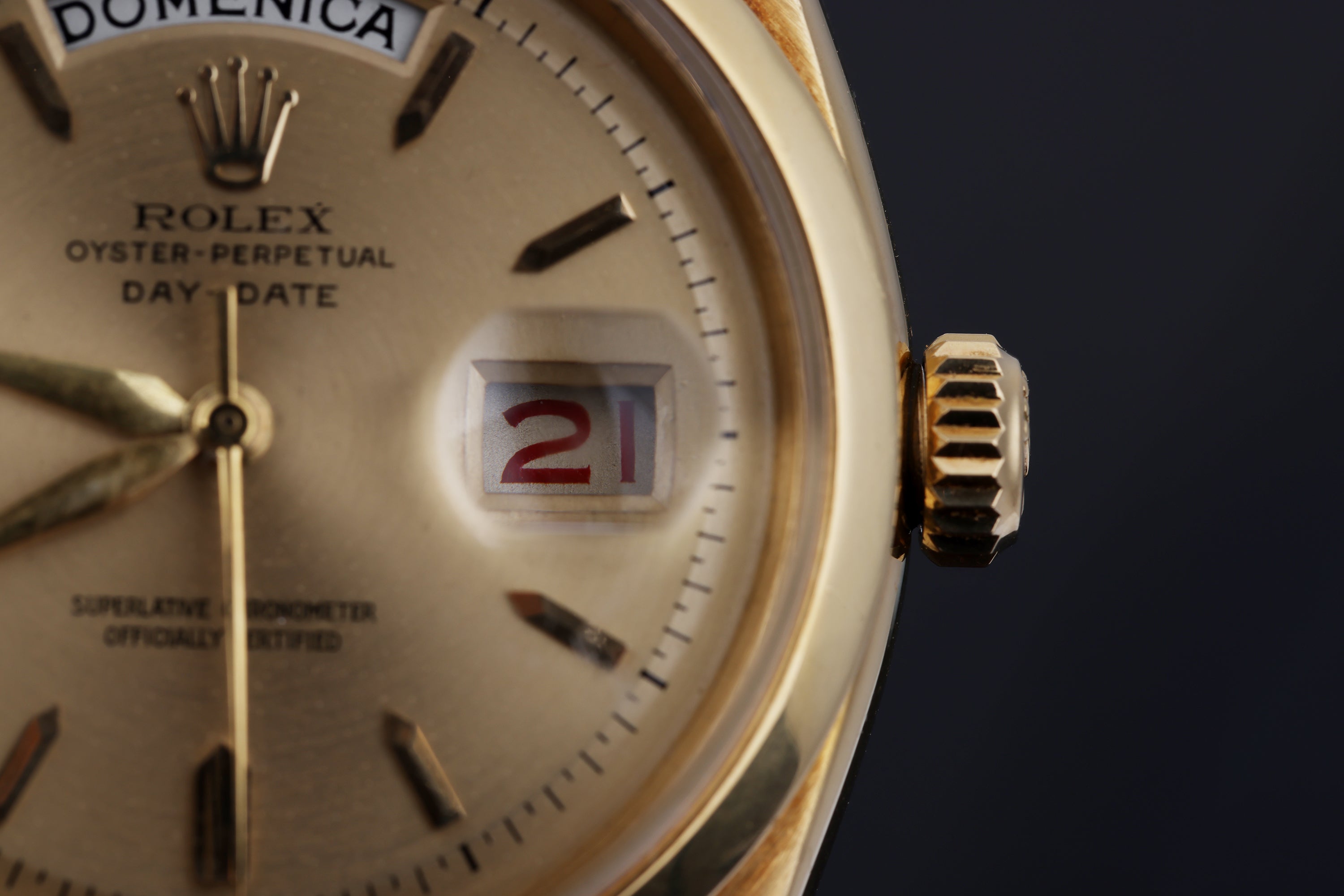 Rare Rolex Day-Date | REF. 6612 | Champagne Dial 'Leaf-Hands' | Red Date Disc | 18k Yellow Gold | 1957