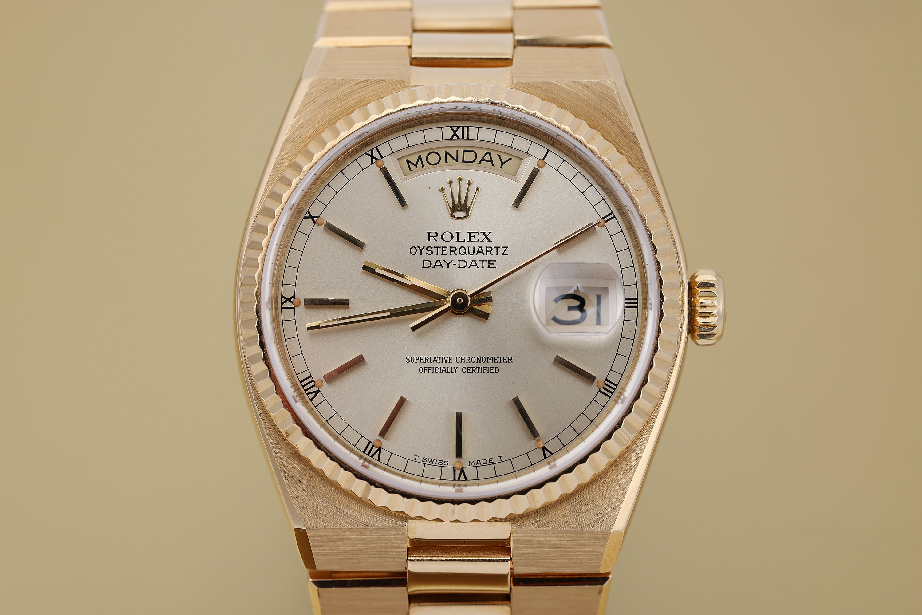 Rolex Day-Date Oysterquartz | REF. 19018 | Black Dial | 36mm | 18k Yellow Gold | 1980