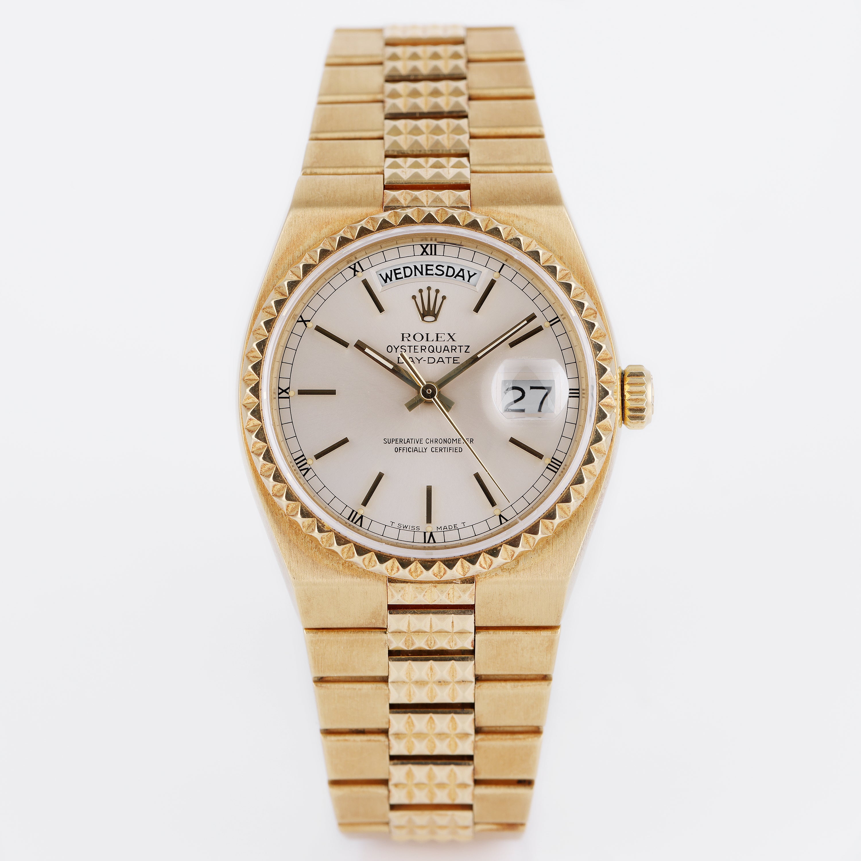 Rolex Day-Date Quartz 'Pyramid' | REF. 19028 | Silver Dial | 18k Yellow Gold | 1986