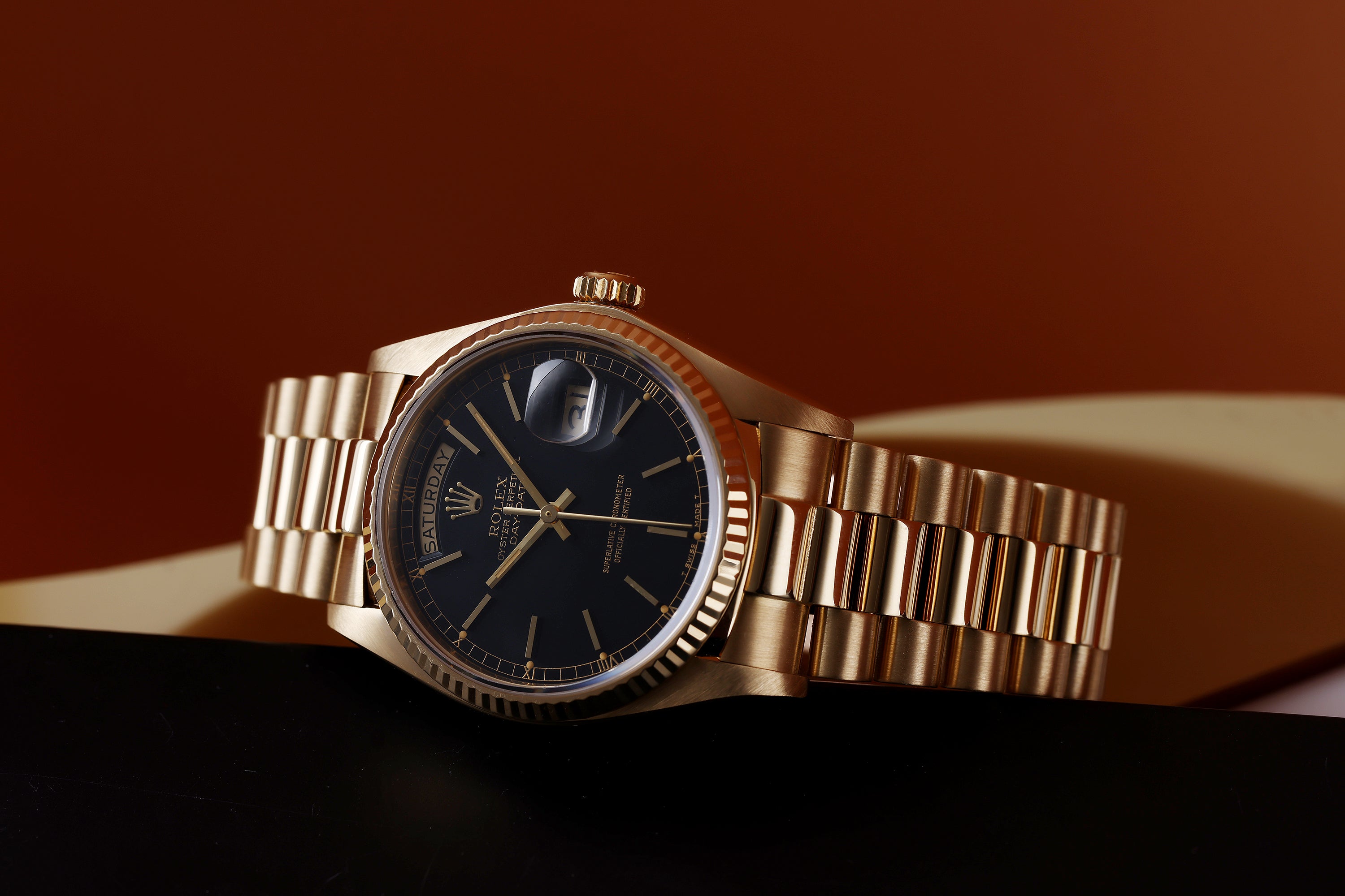 Rolex Day-Date | REF. 18038 | Black Dial | 18k Yellow Gold | 1981