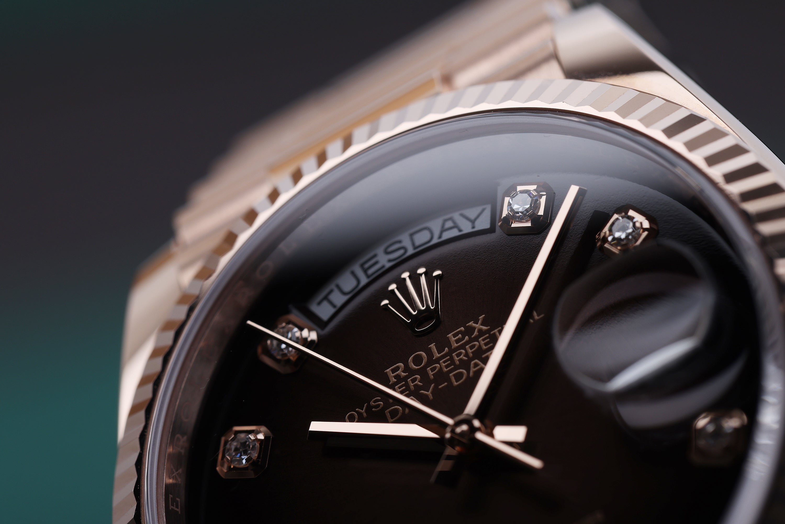 Rolex Day-Date | REF. 128235 | Brown Ombré Diamond Dial | 36mm | 18k Rose Gold | Box & Papers | 2021