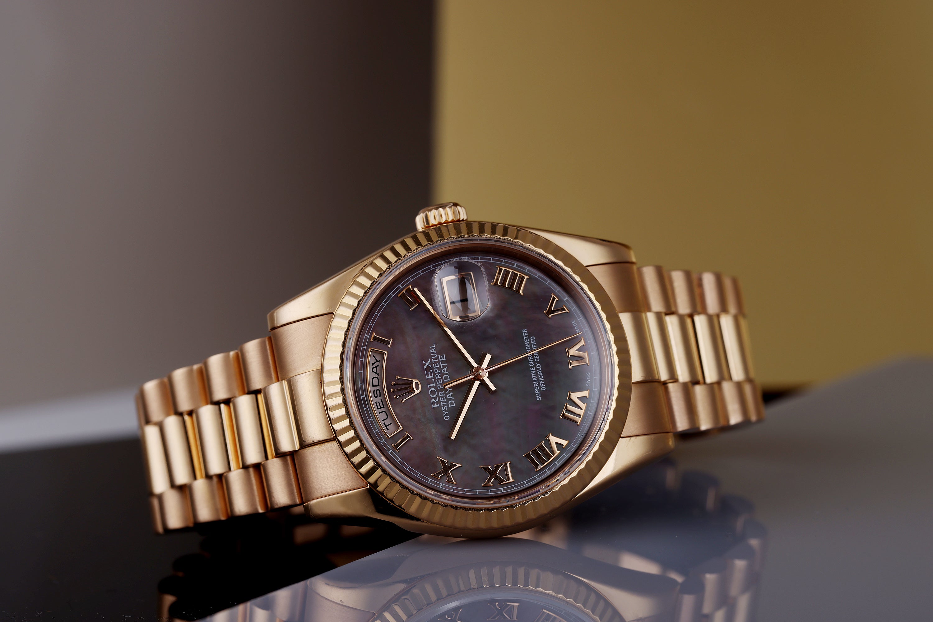 Rolex Day-Date | REF. 118235 | Black Mother of Pearl Dial | 18k Rose Gold | 2000-2001