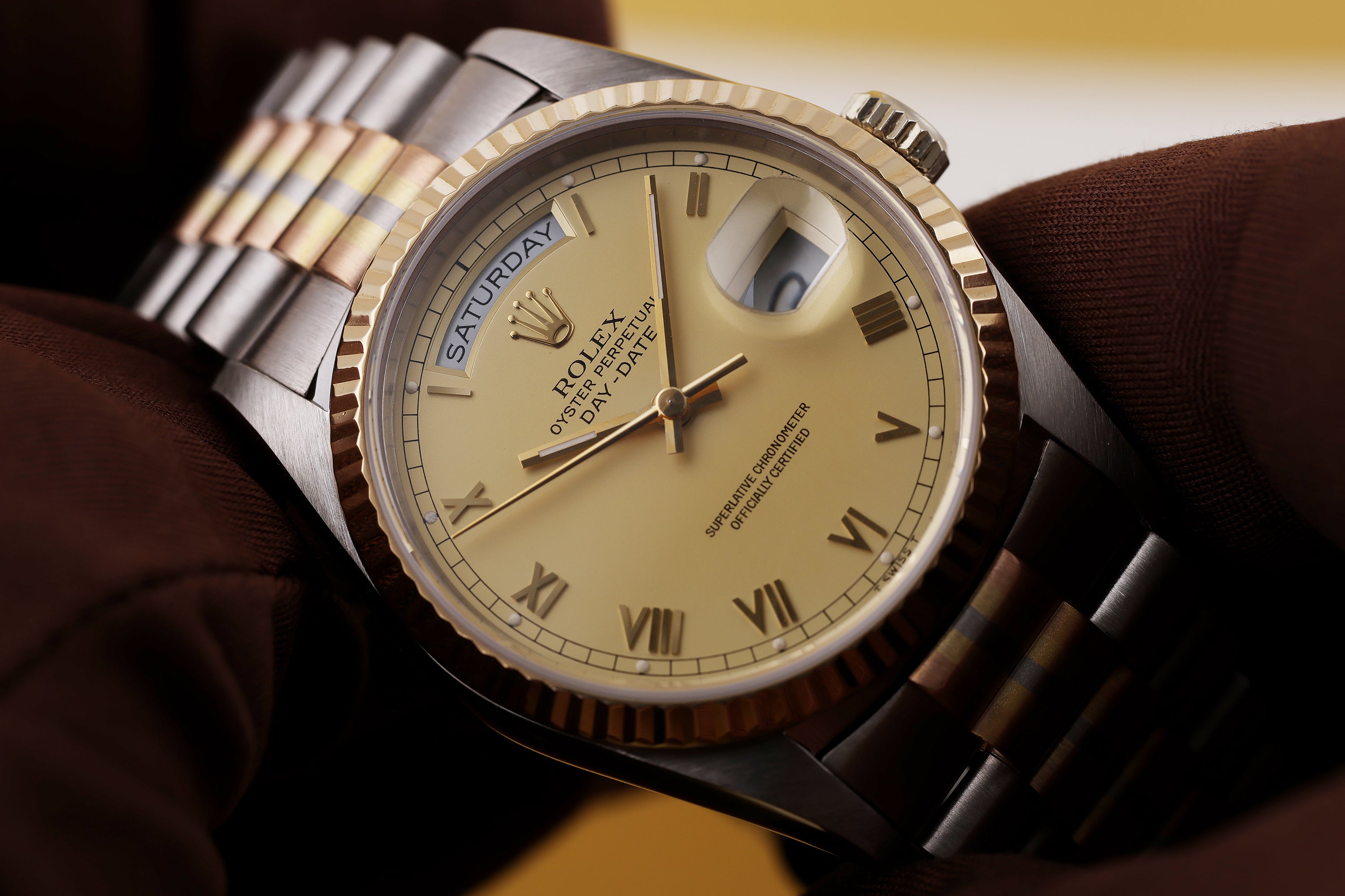 Rolex Day-Date | REF. 18239B | Honey Golden Dial | 18k Three Colour Gold | 1989