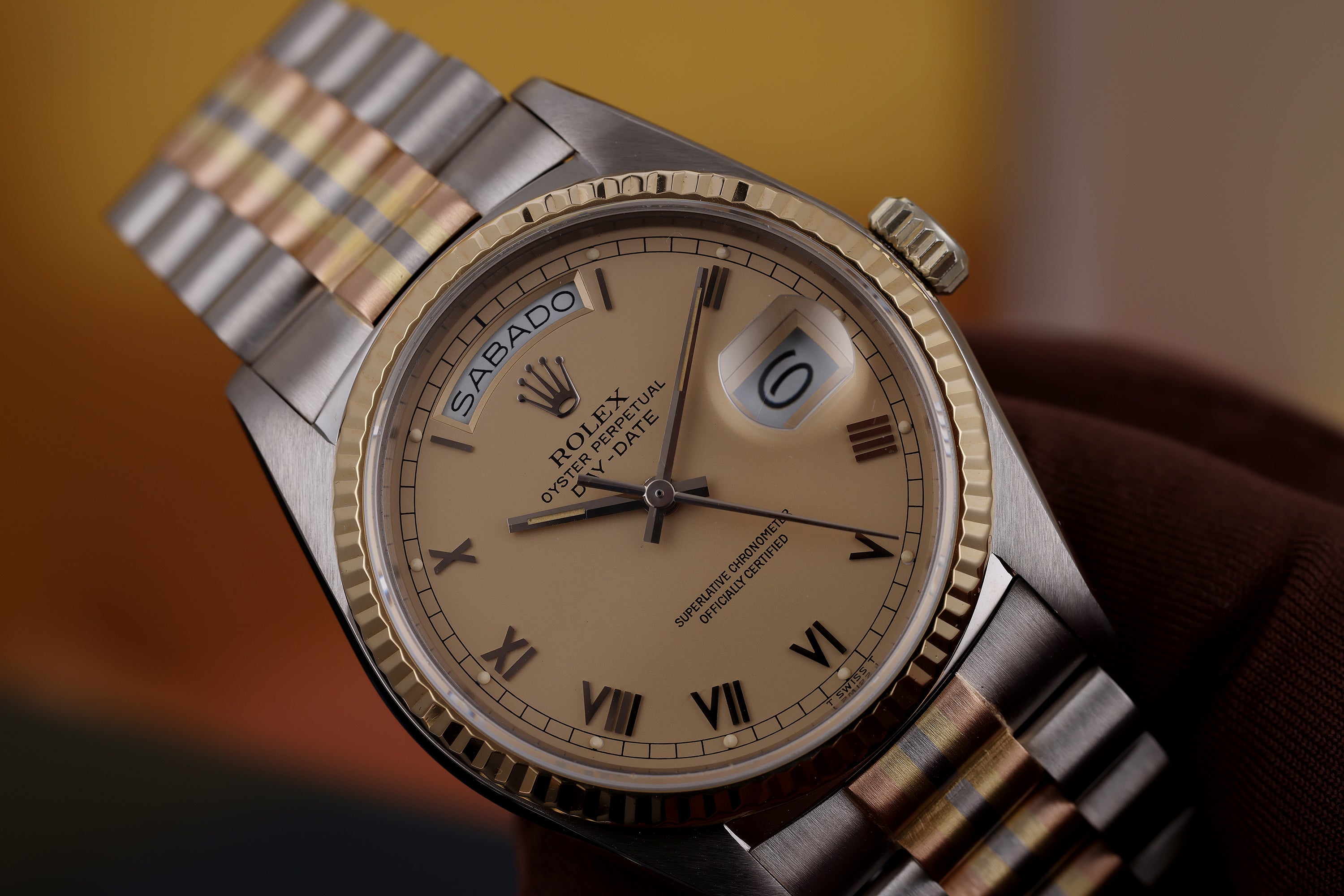 Rolex Day-Date | REF. 18039B | Golden Cream Dial | 18k Three Colour Gold | 1985