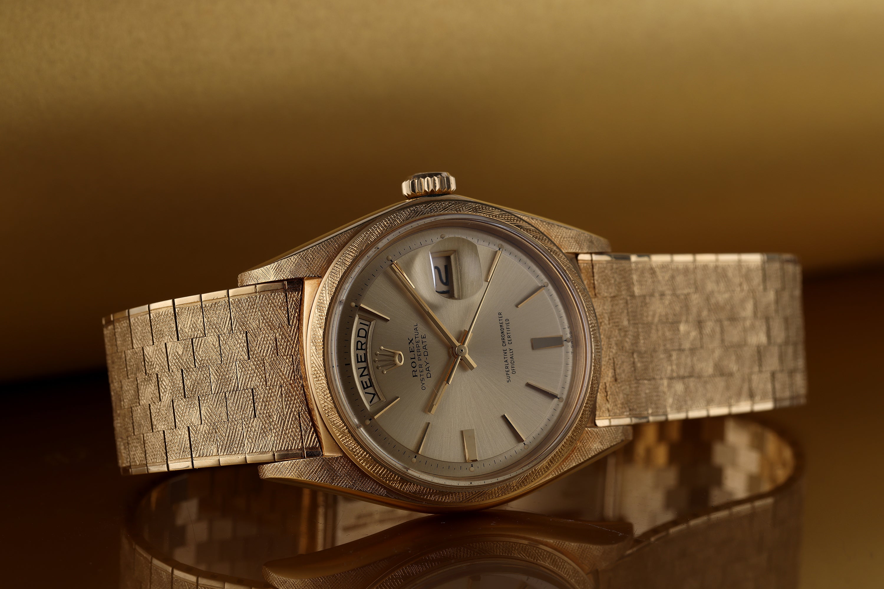 Rare Rolex Day-Date Florentine Finish | REF. 1806 | Gold Dial | 18k Yellow Gold | 1967