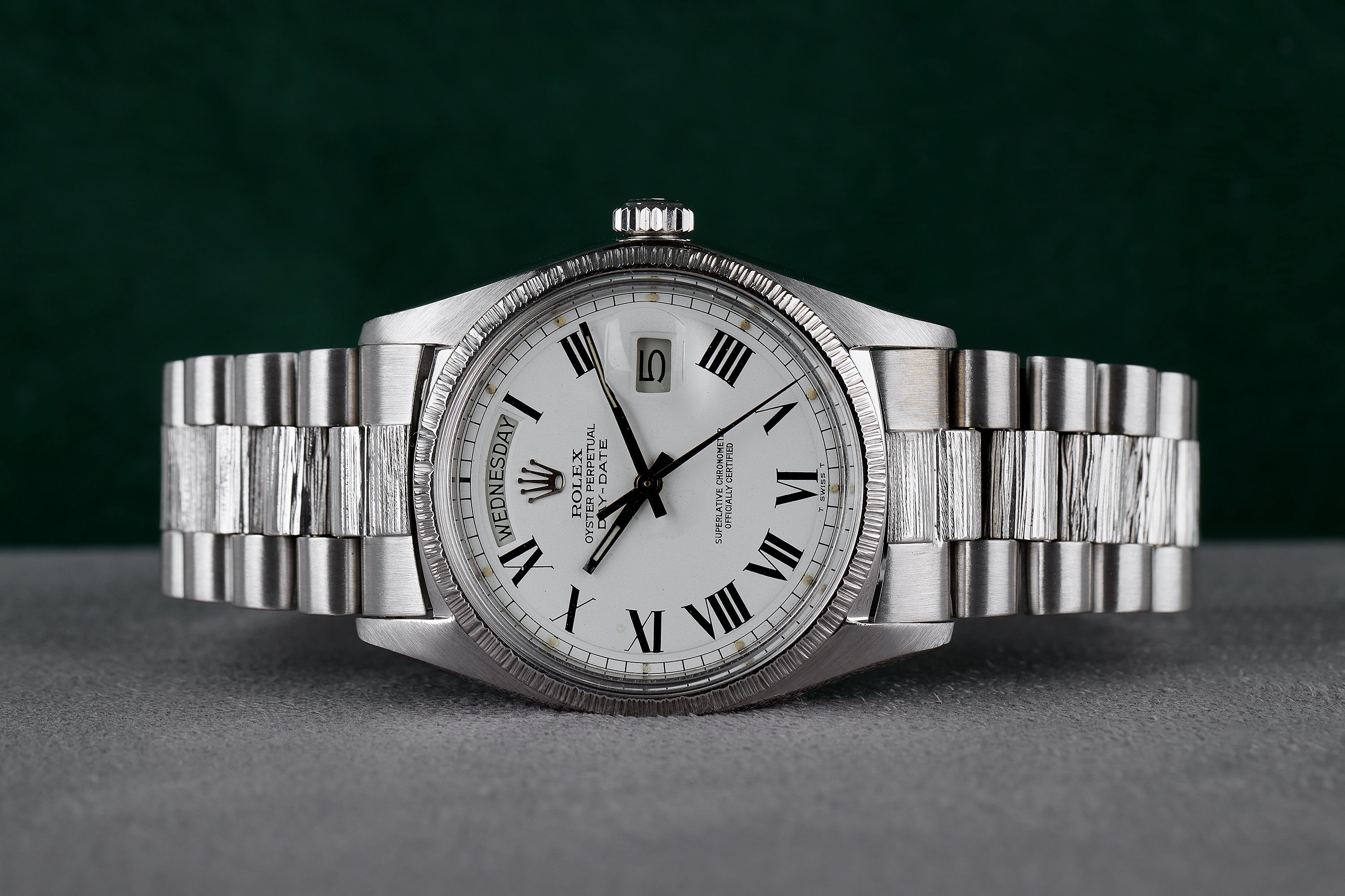 Rolex Day-Date | REF. 1803 | 'Buckley' Dial | Bark Finish | 18k White Gold | 1975