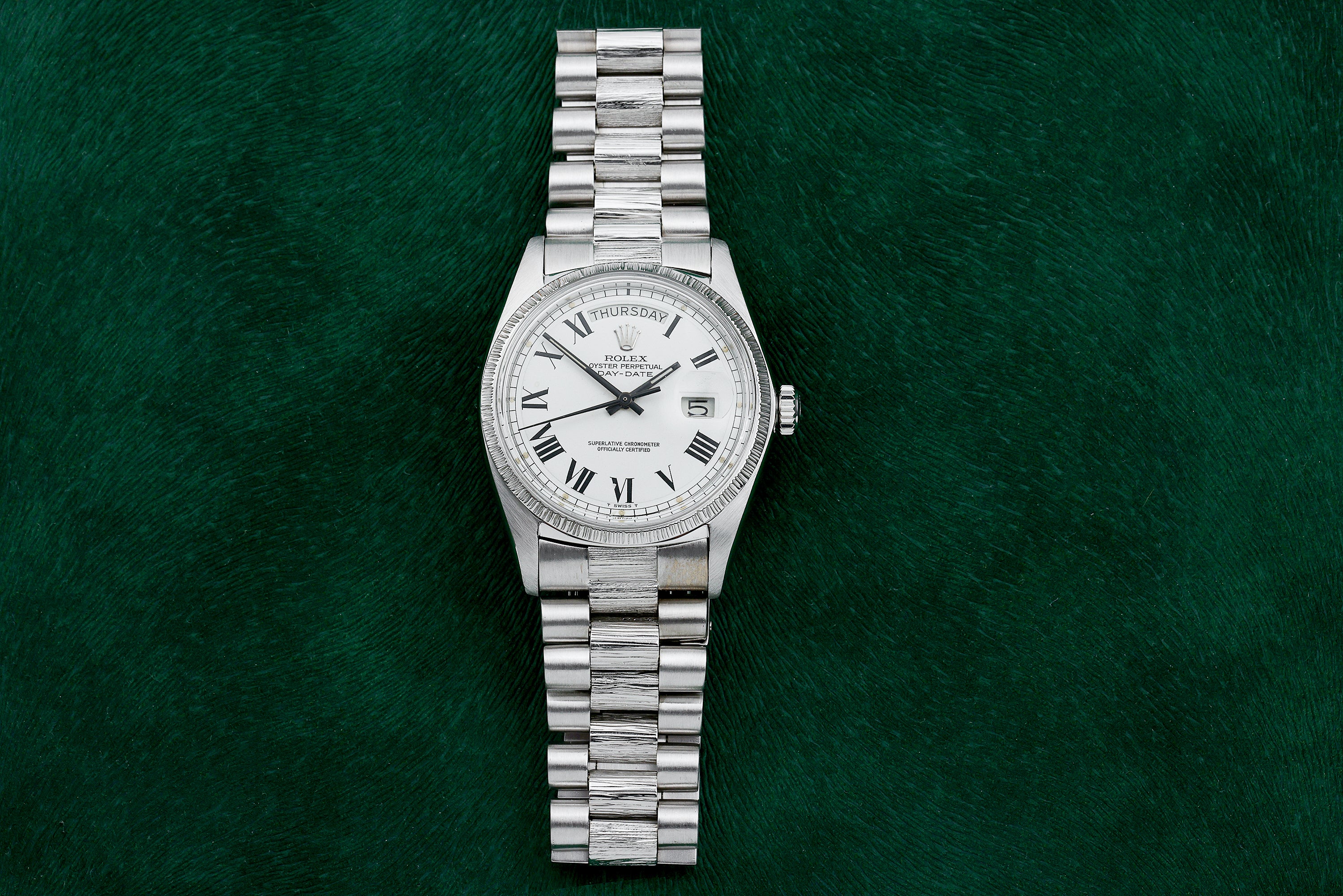 Rolex Day-Date | REF. 1803 | 'Buckley' Dial | Bark Finish | 18k White Gold | 1975