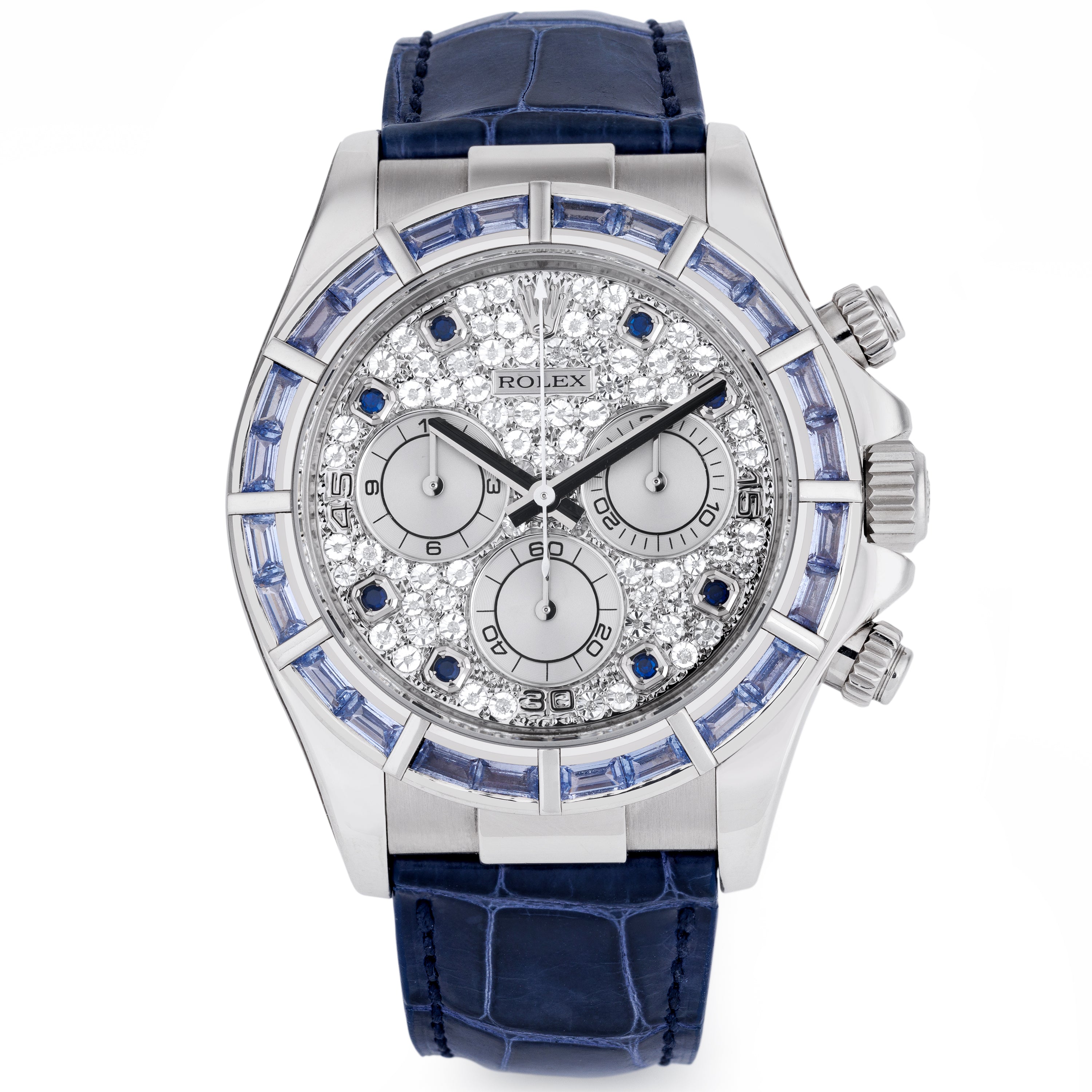 Rare Rolex Daytona | Sapphire Baguette Bezel & Hours | Pavè Diamond Dial | REF. 116589SACI | 18k White Gold | 2020 Rolex Service Papers