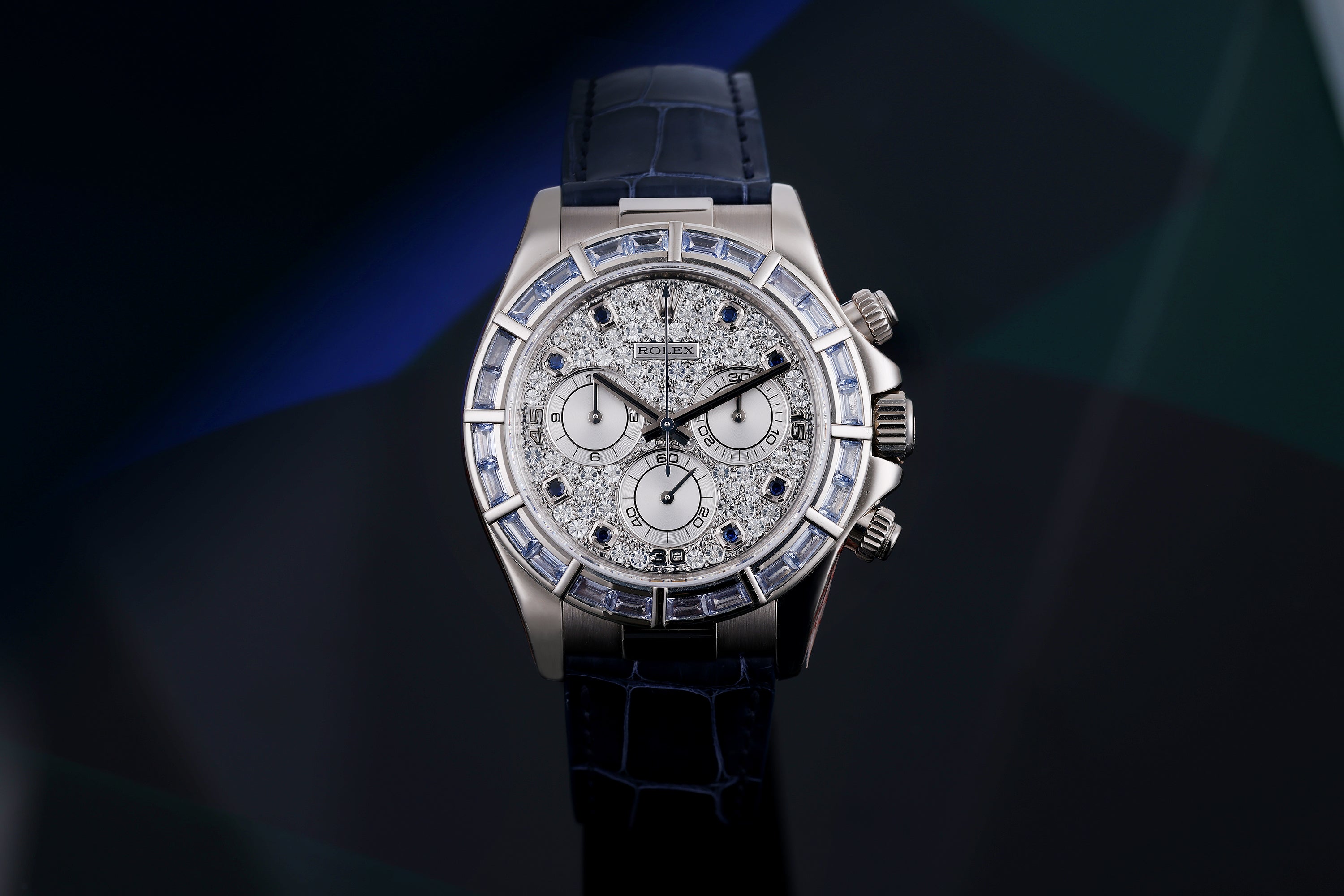 Rare Rolex Daytona | Sapphire Baguette Bezel & Hours | Pavè Diamond Dial | REF. 116589SACI | 18k White Gold | 2020 Rolex Service Papers