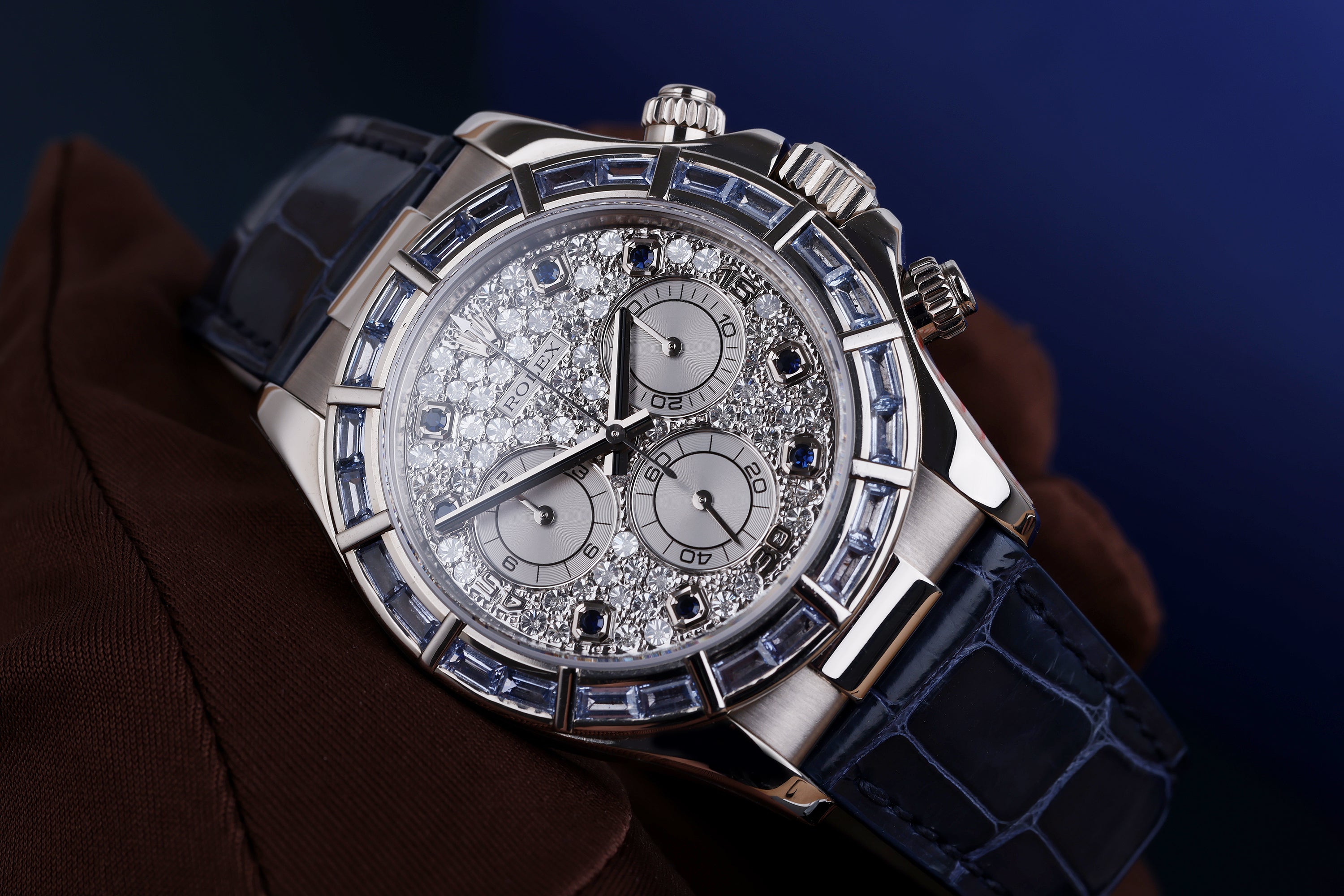 Rare Rolex Daytona | Sapphire Baguette Bezel & Hours | Pavè Diamond Dial | REF. 116589SACI | 18k White Gold | 2020 Rolex Service Papers