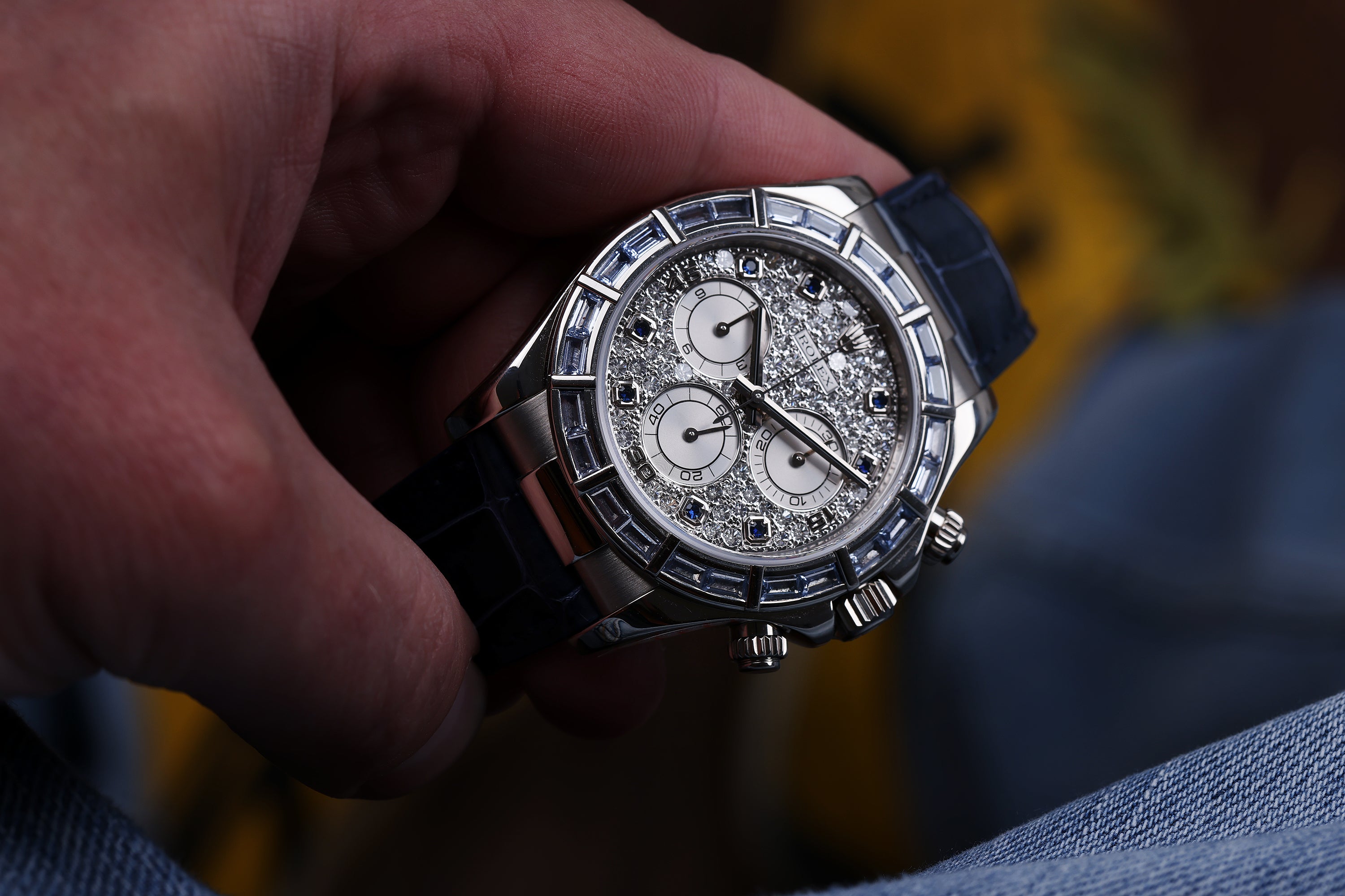 Rare Rolex Daytona | Sapphire Baguette Bezel & Hours | Pavè Diamond Dial | REF. 116589SACI | 18k White Gold | 2020 Rolex Service Papers